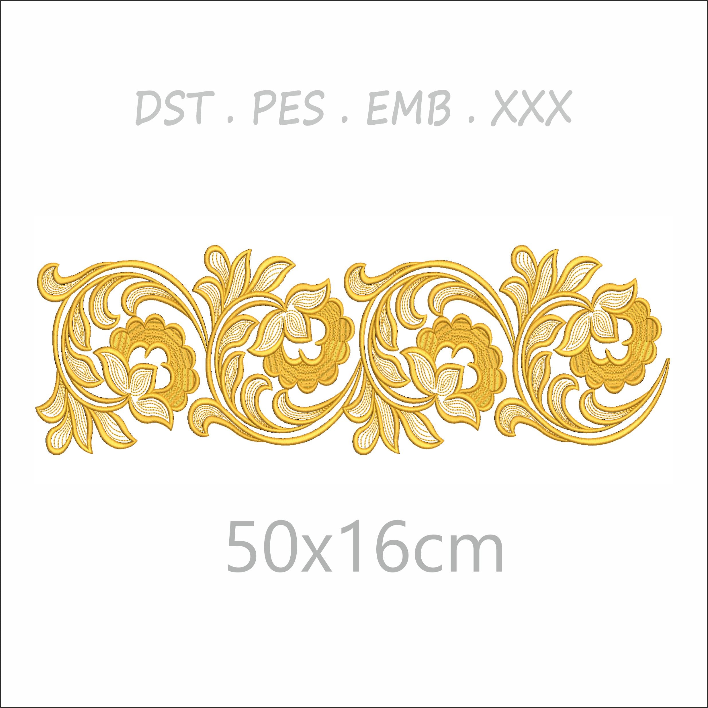 Elegant Floral Border Embroidery Design | 50 x 16 cm |