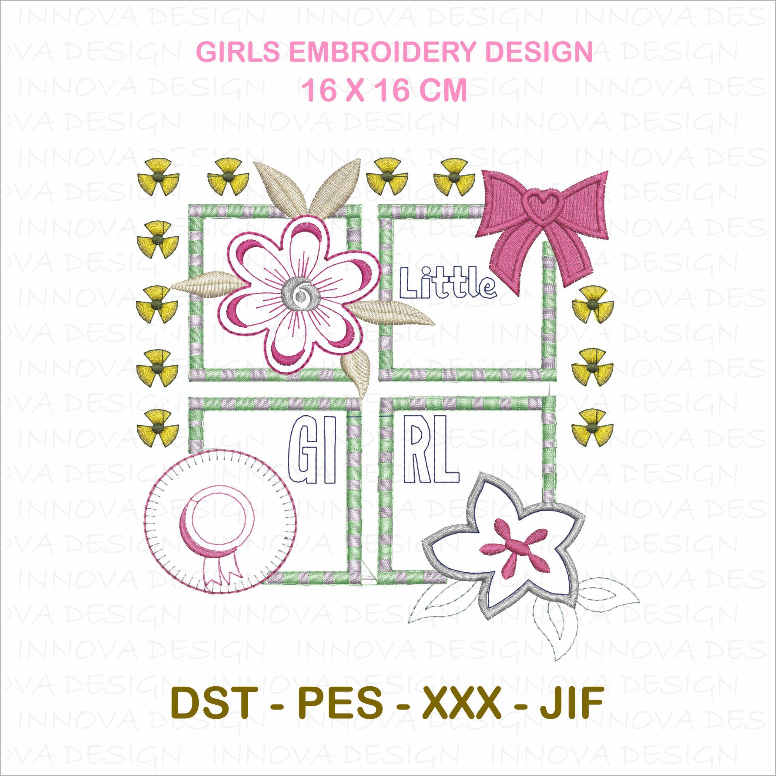 Little Girl" Floral Embroidery Design