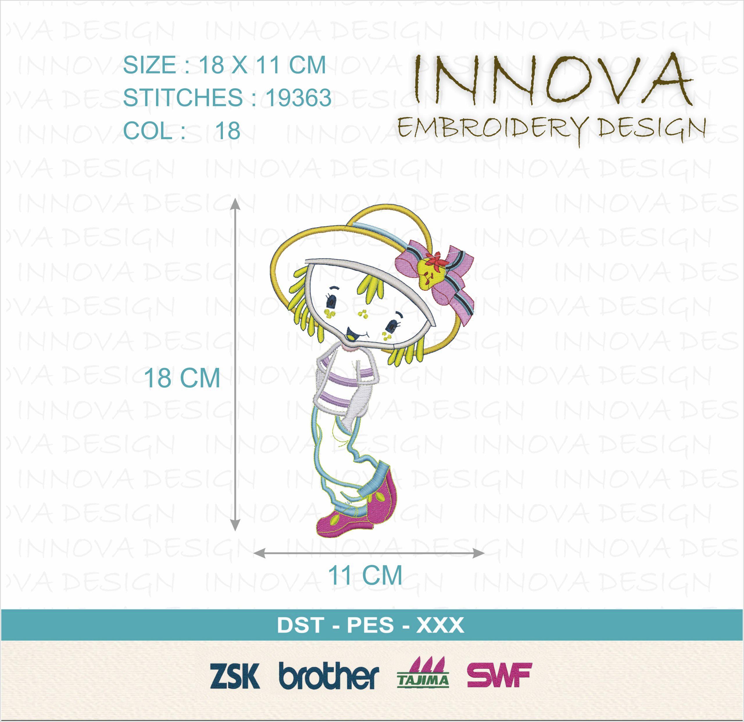 Cartoon Girl Embroidery Design