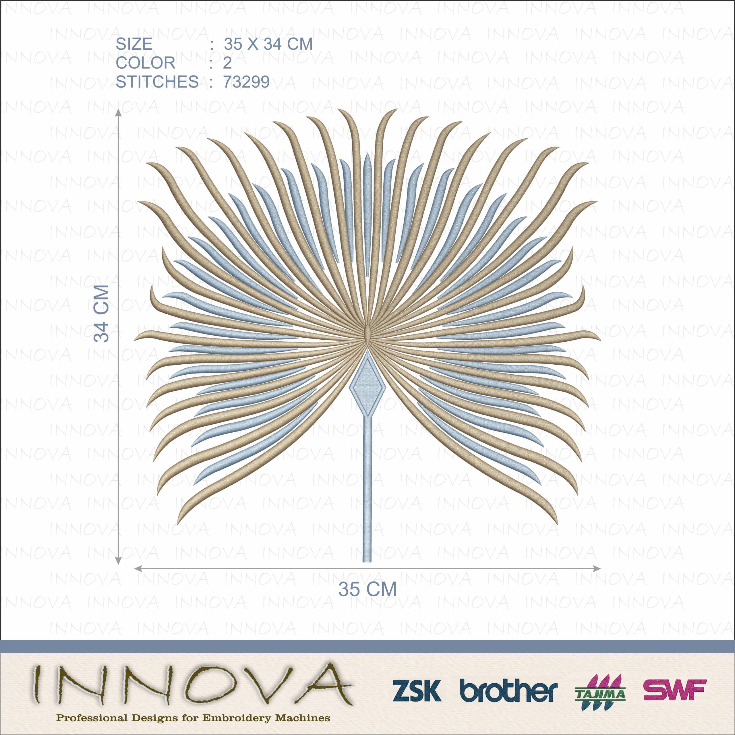 Palm Leaf Embroidery Design for Machine