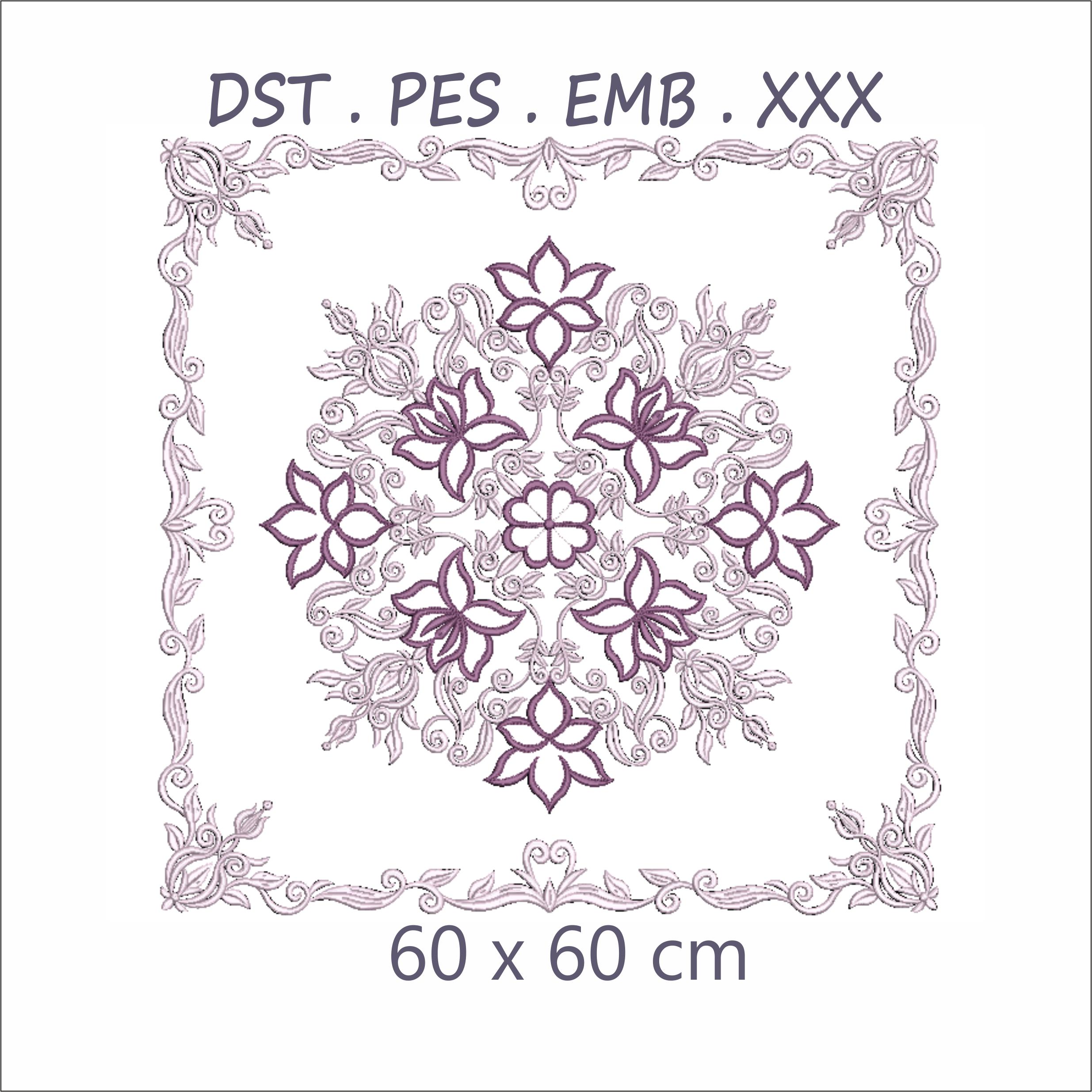 Floral Table Sheet Embroidery Design | 60 x 60 cm |