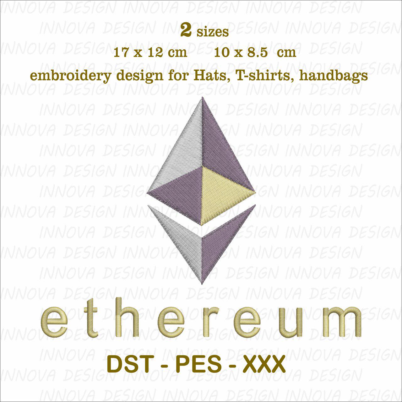Ethereum Embroidery File | ETH Logo Machine Embroidery Design | Crypto Digital Download