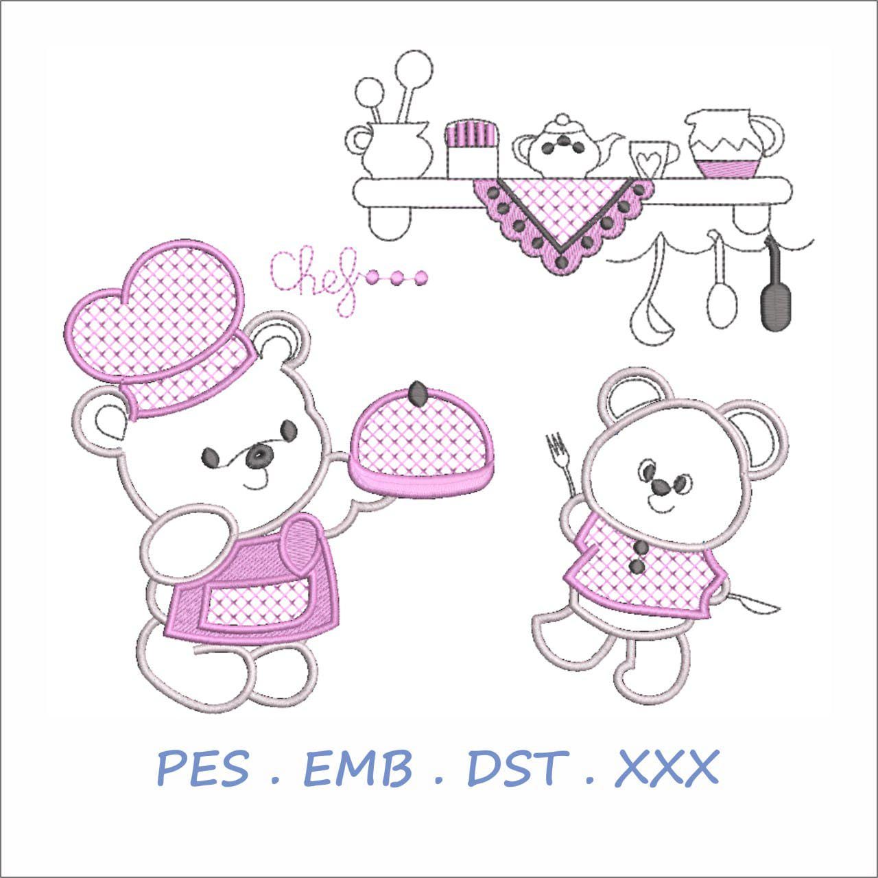 Chef Bear Kitchen Embroidery Design | Cute Cooking Teddy with Apron |