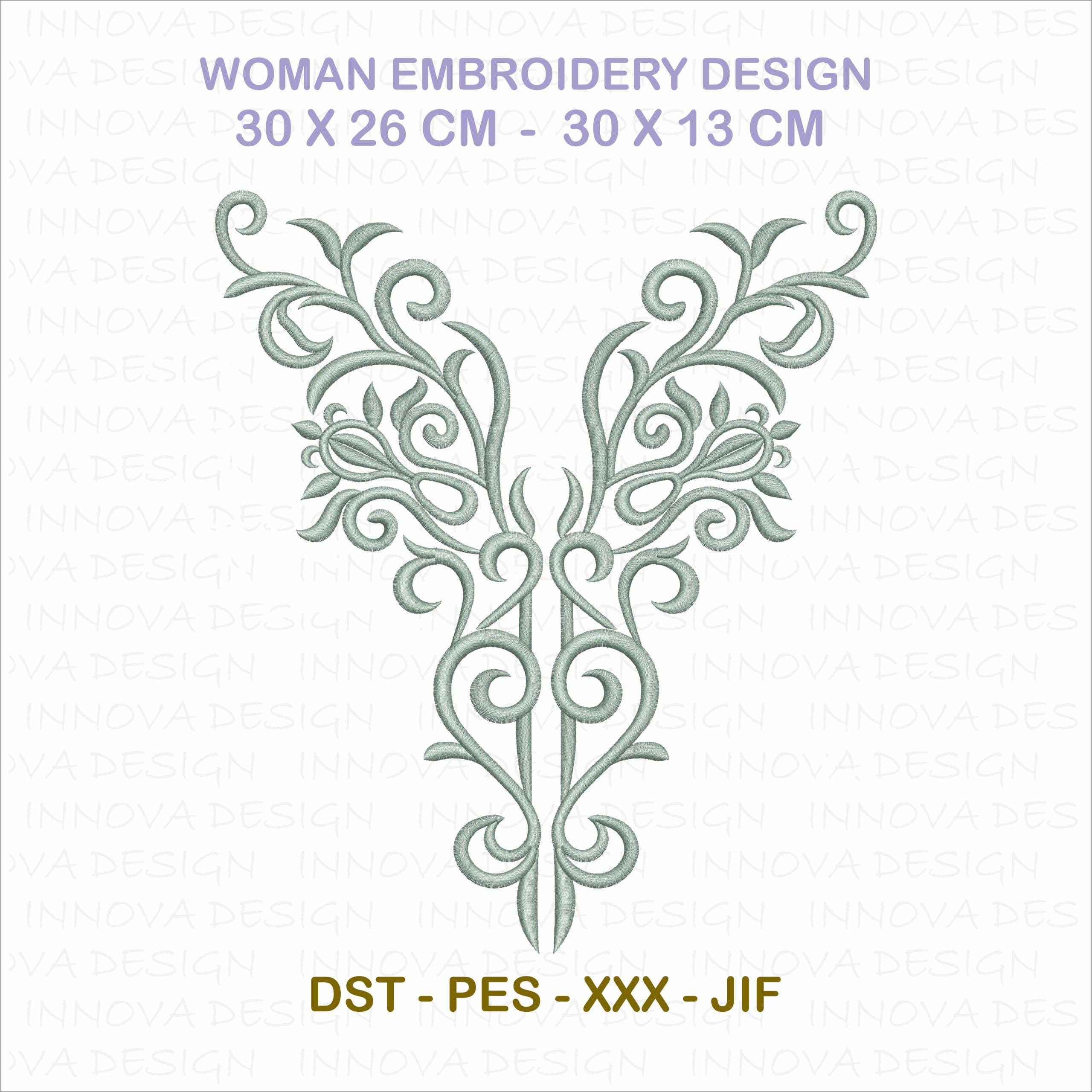 Elegant Floral Swirl Embroidery Design