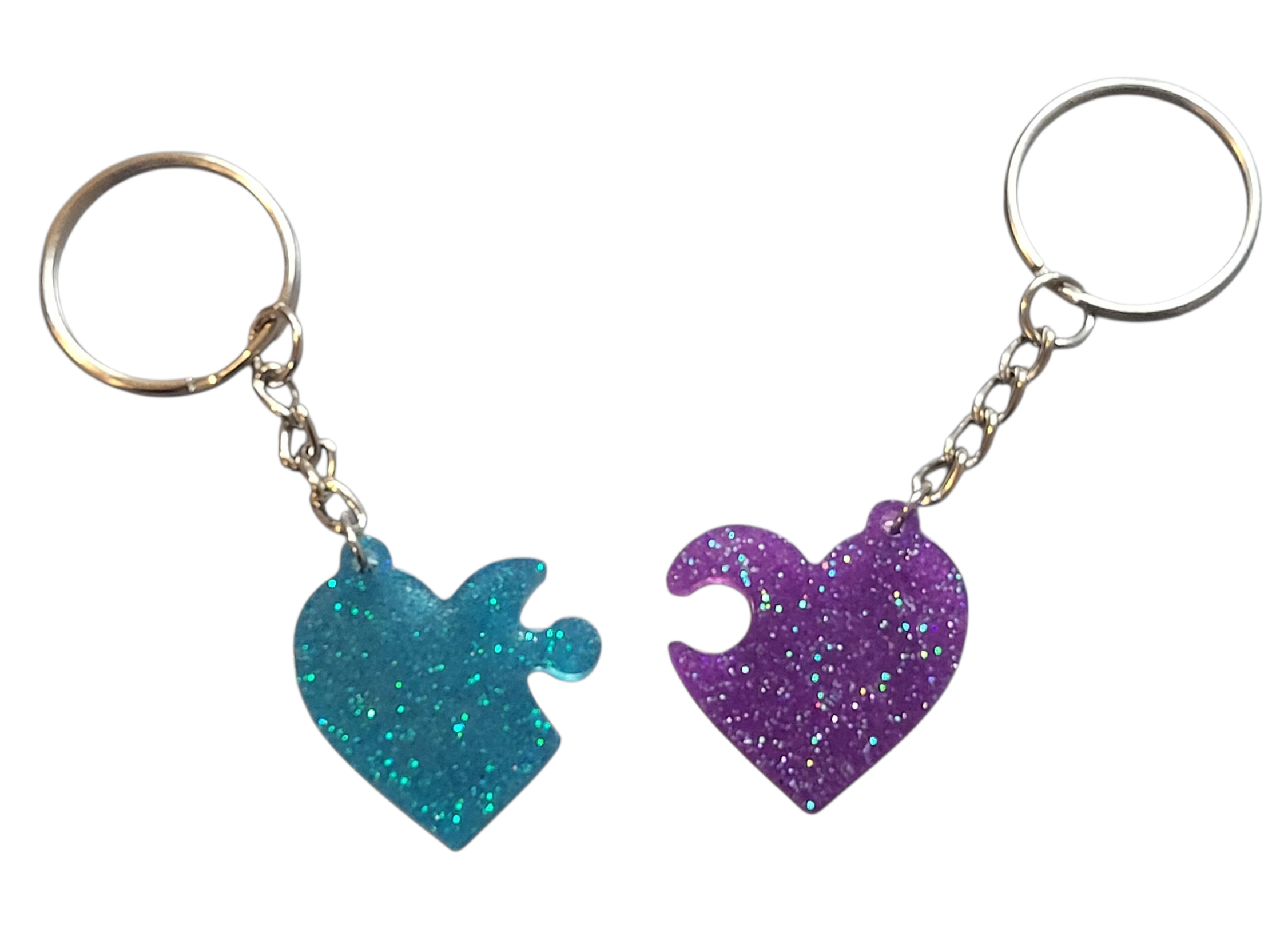 Puzzle Piece Heart Keychain Set
