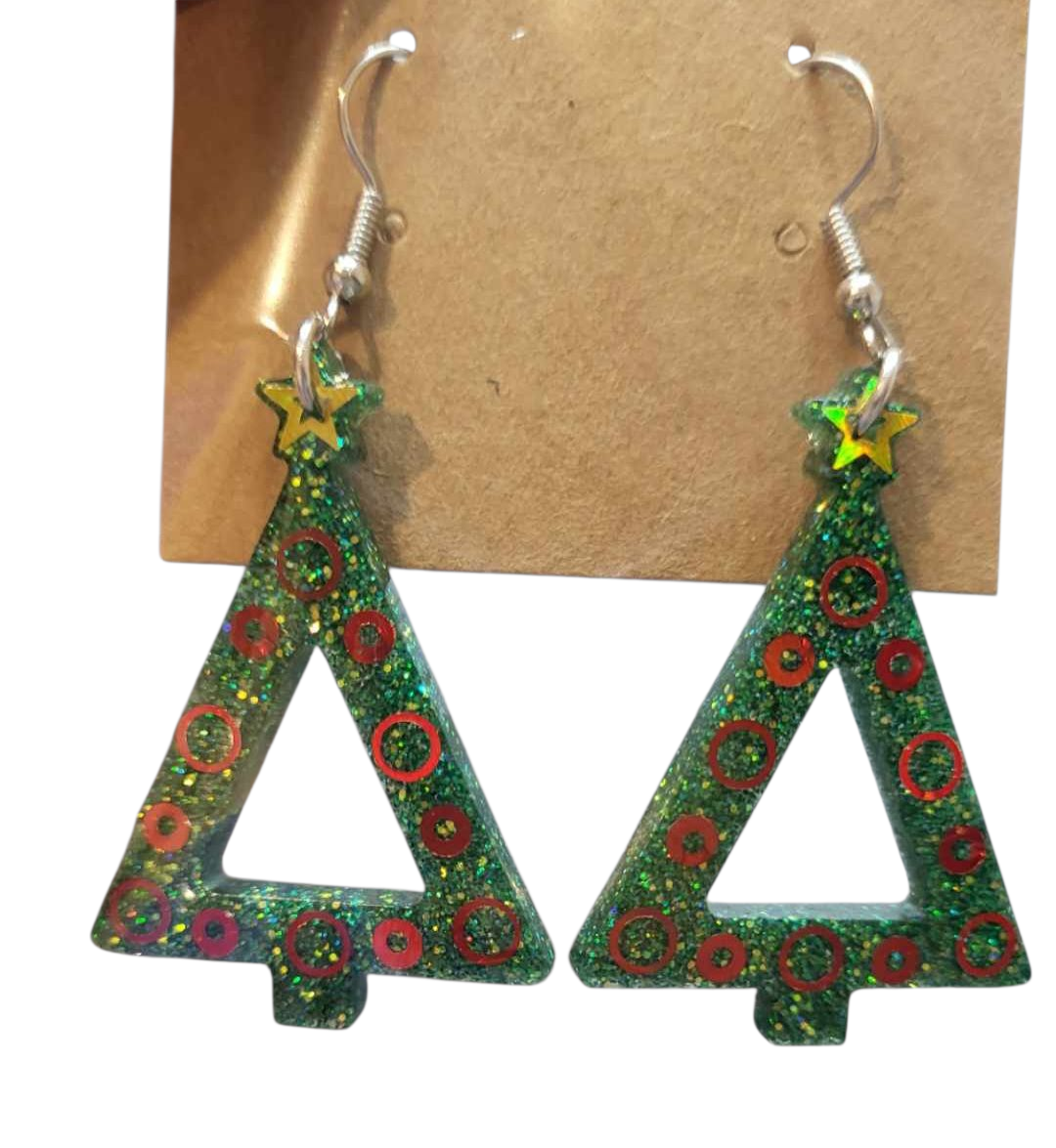 Modern Pine Tree Christmas Earrings