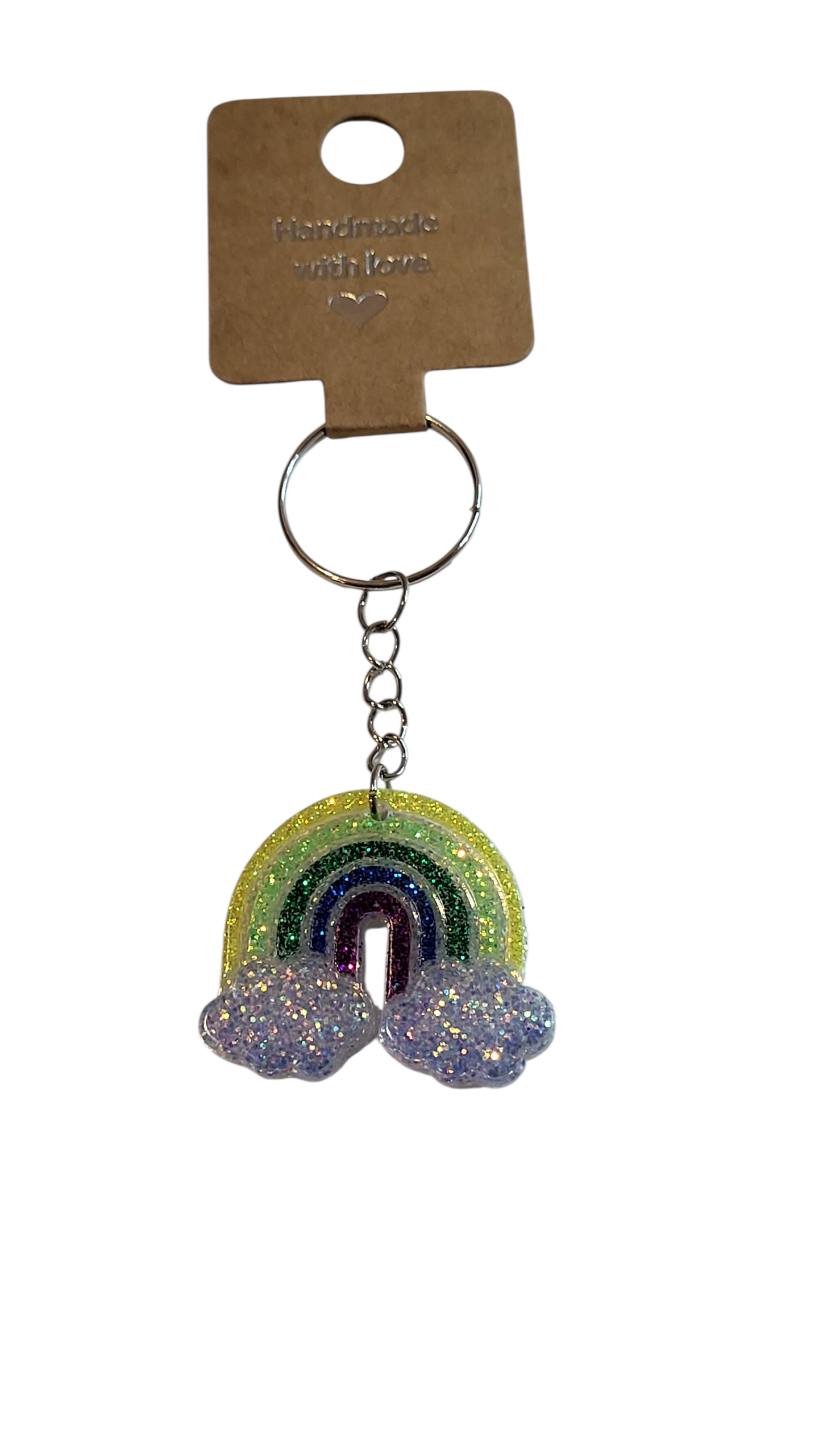 Rainbow with clouds keychain