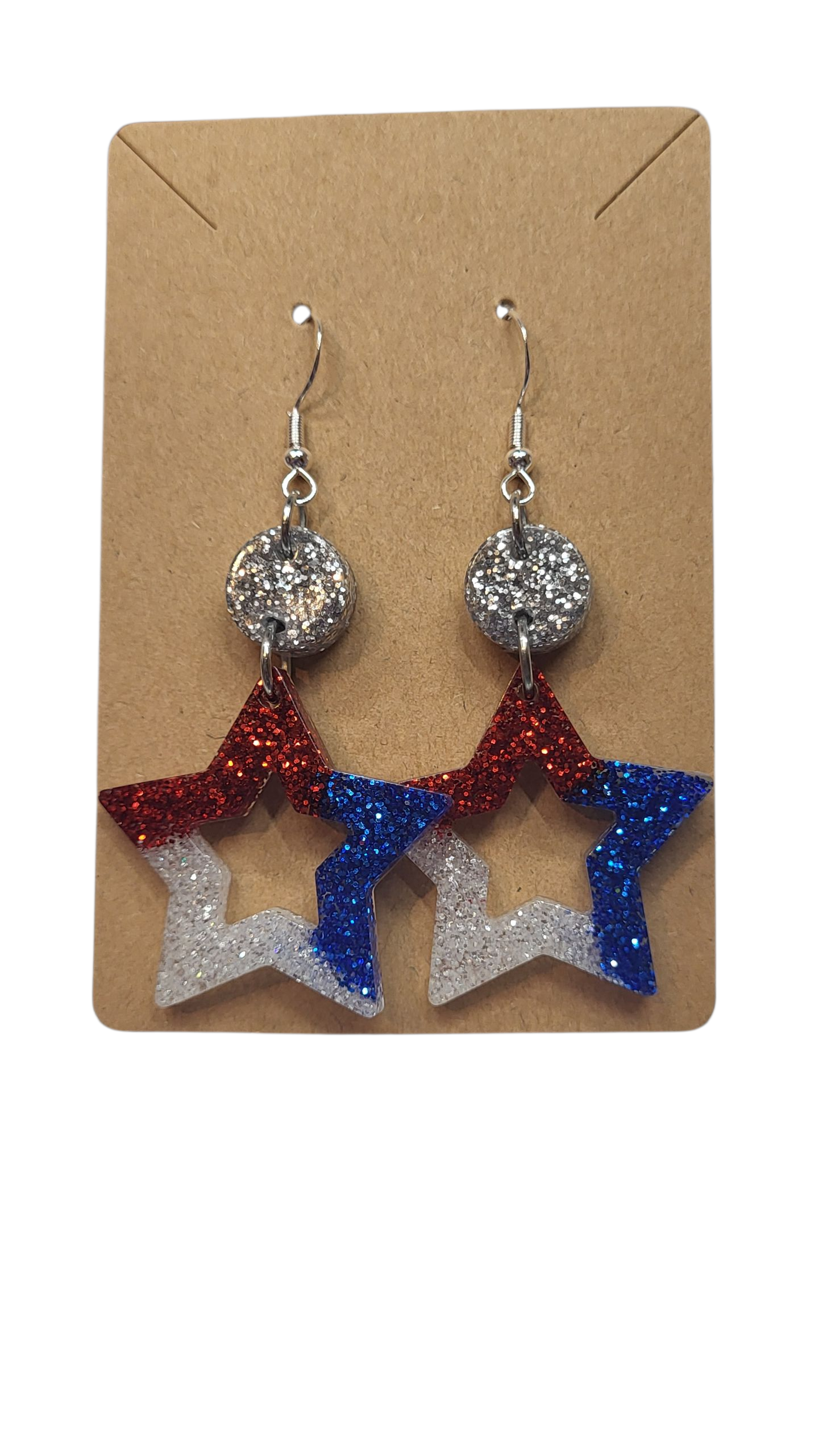 Circle with Patriotic Star Earrings