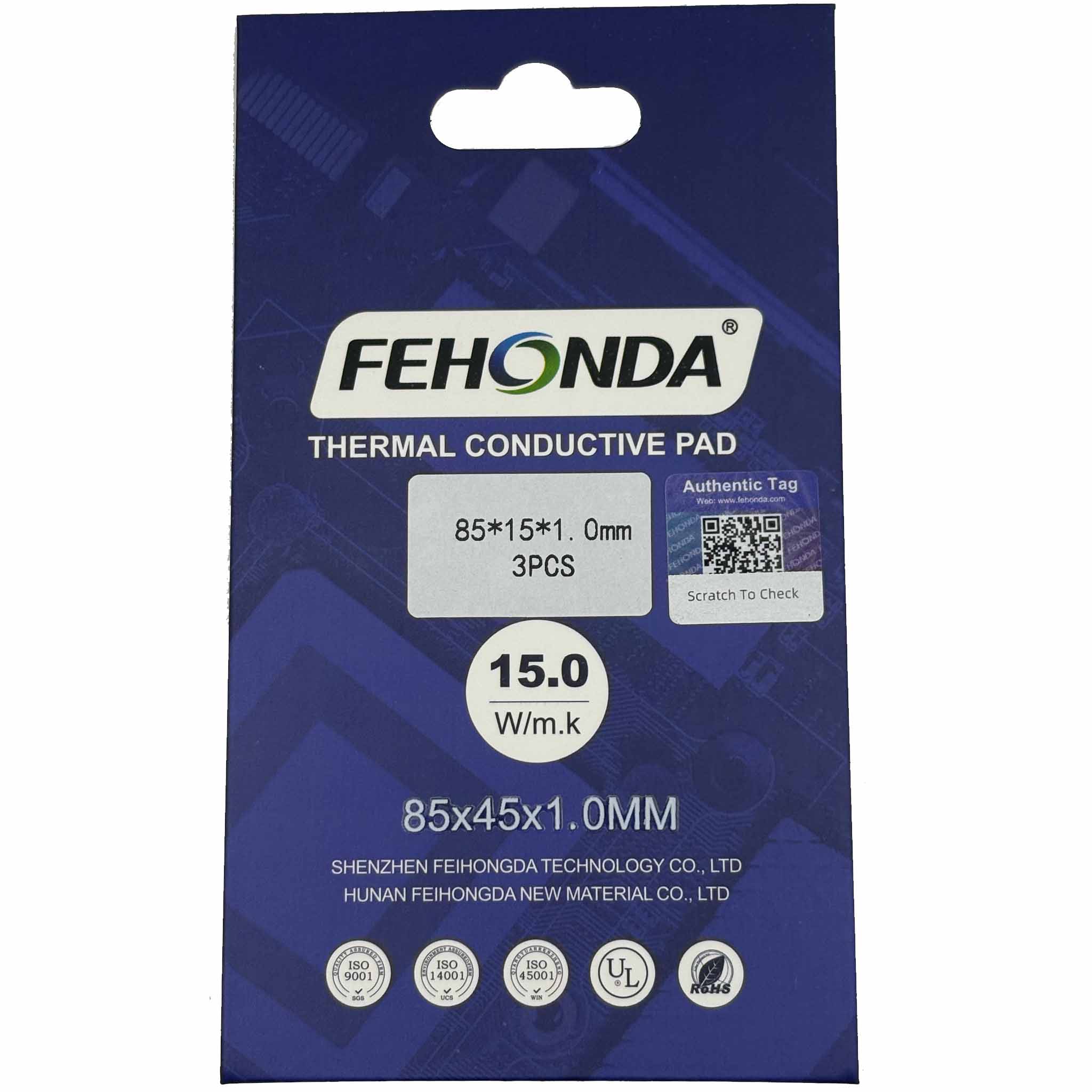 Fehonda 15W/mK Thermal Pad 85x15mm x3 Pre-Cut High Performance for GPU, VRM, VRAM, PS4, PS5, XBOX