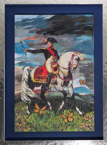 Napoleon, White Horse, Butterflies, and Blue Macaw