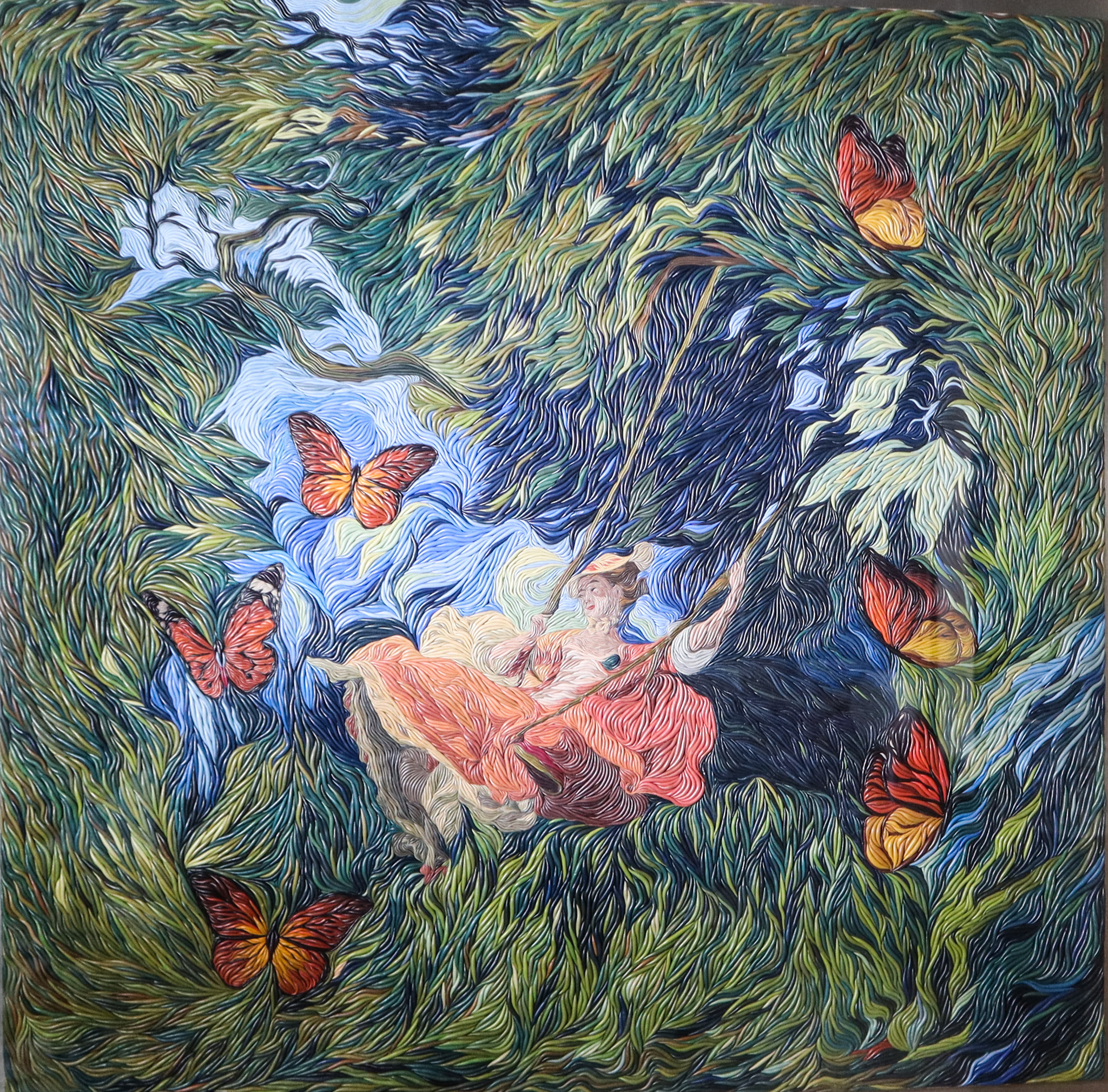 Swing in Paradise with Orange Butterflies