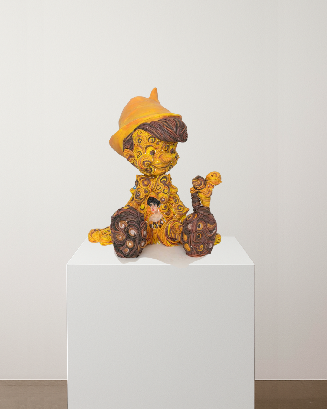 Pinocchio Seated with Klimt's Kiss in Paradise