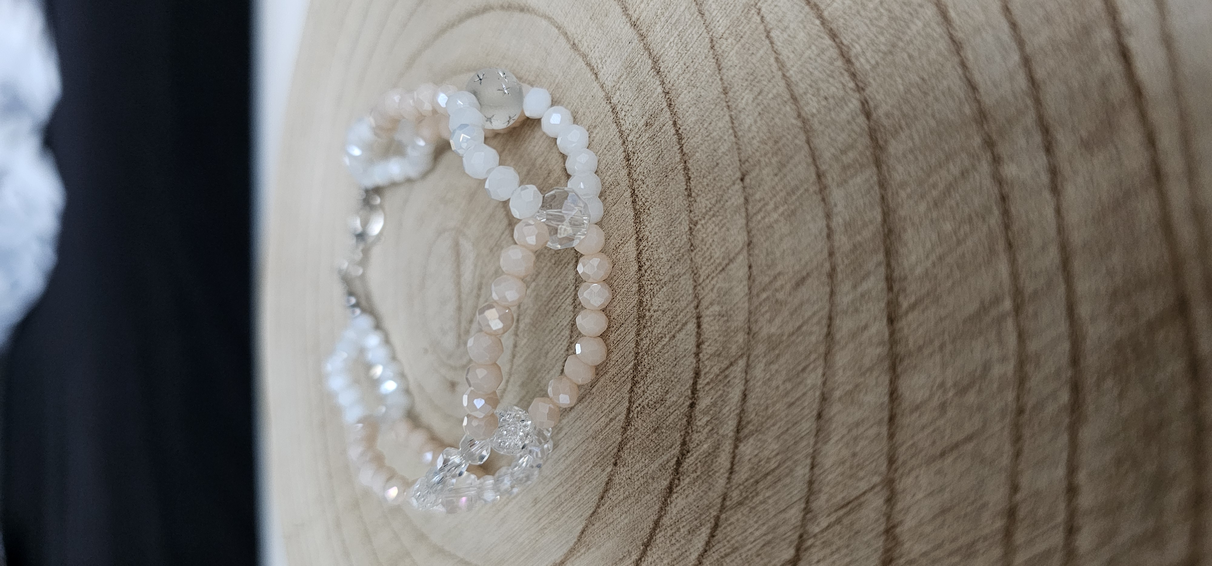 White Double Strand Beaded Bracelet 