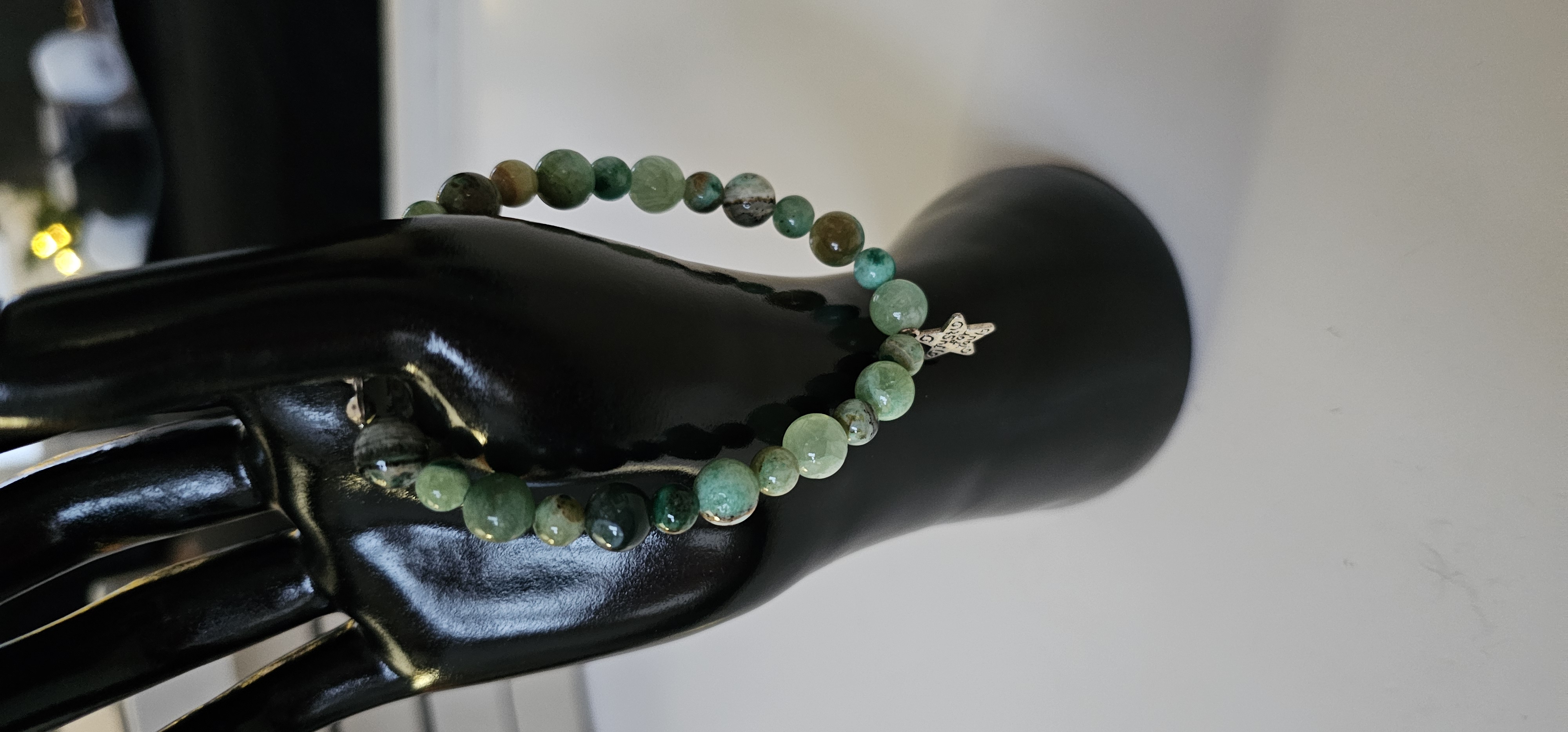 Green Beaded Bracelet with Star Charm