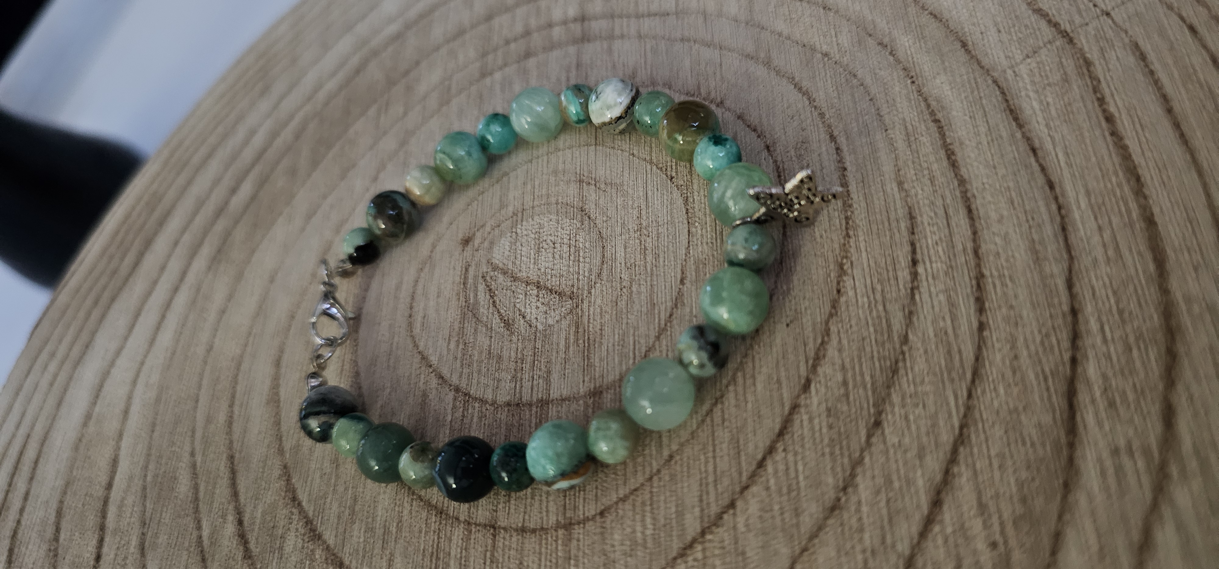Green Beaded Bracelet with Star Charm