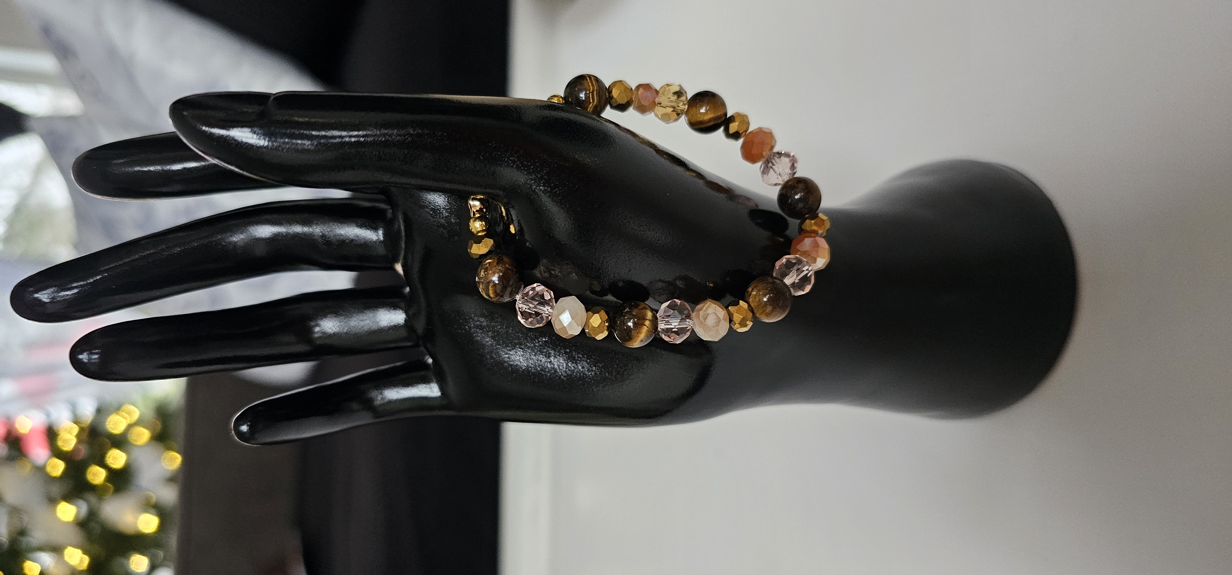Gold and Black Beaded Bracelet