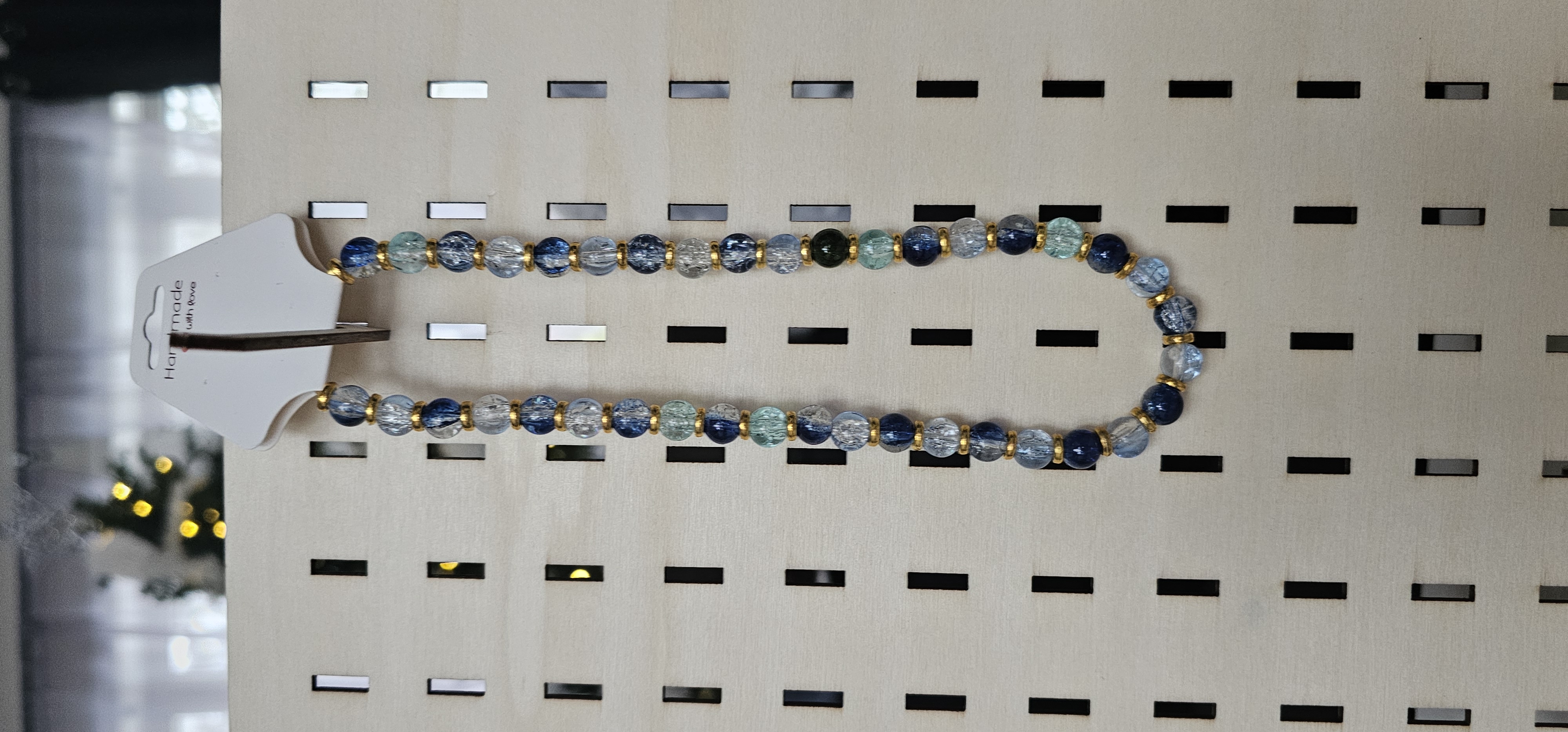 Blue and Black Crystal Beaded Necklace