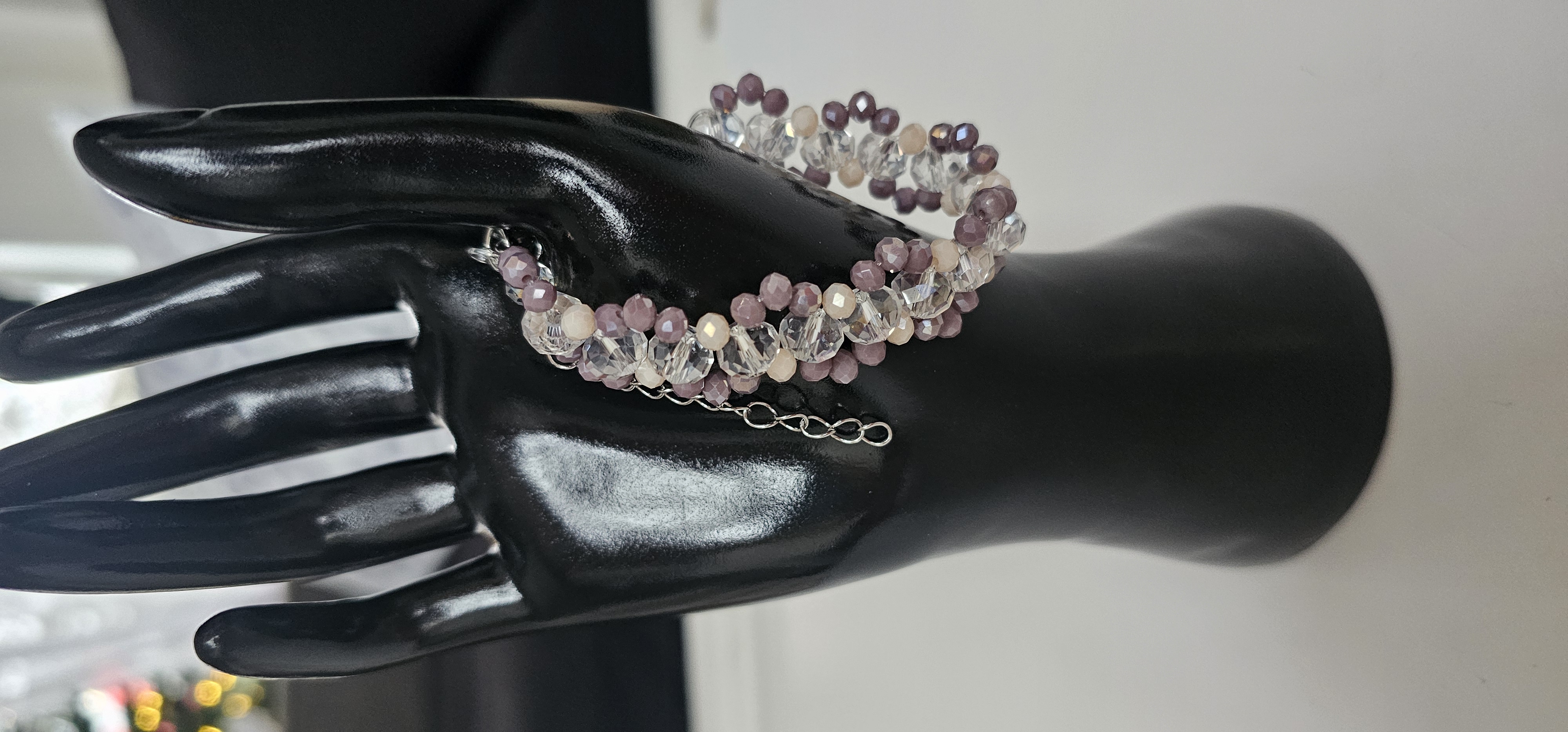 Rich Purple Crystal Double Stranded Beaded Bracelet