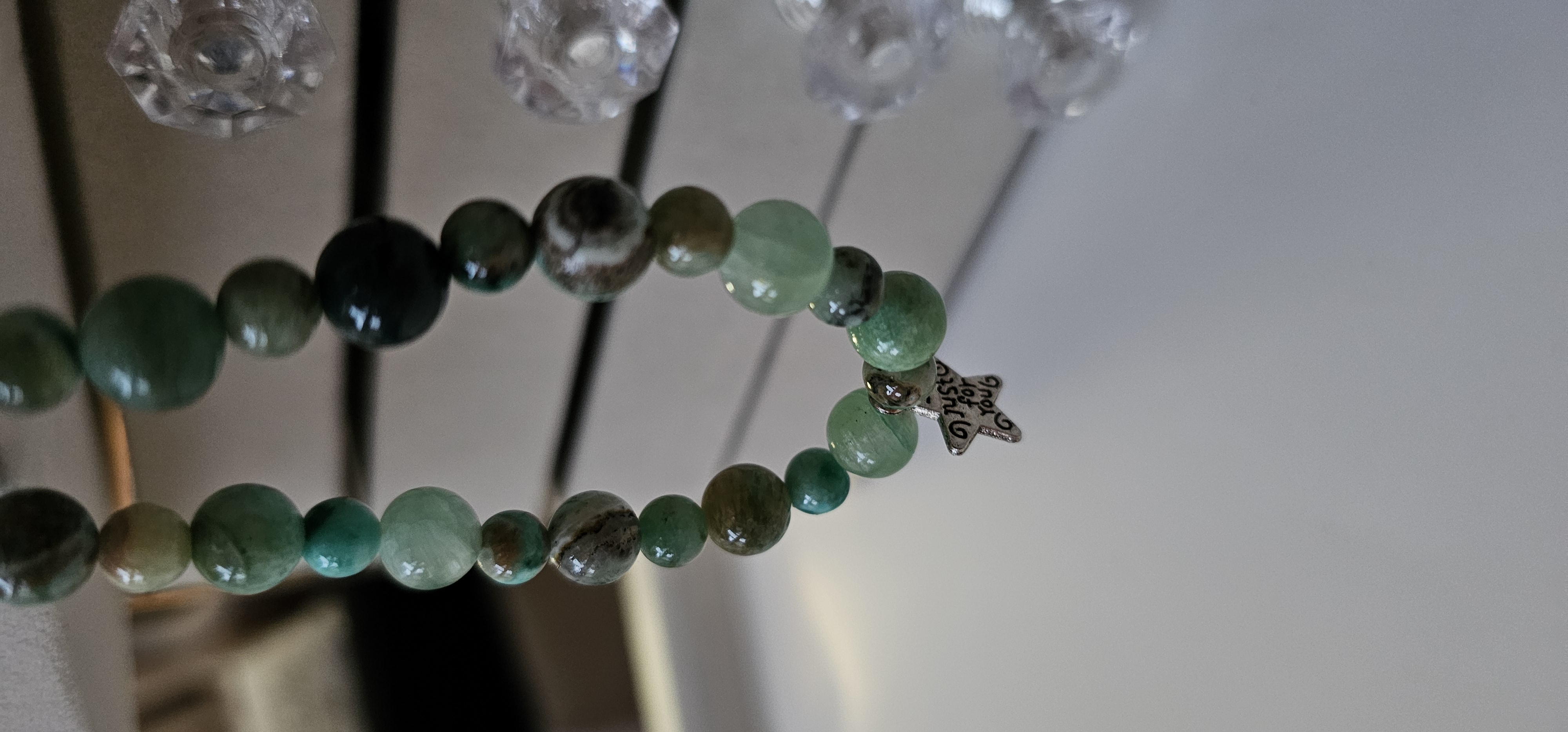 Green Beaded Bracelet with Star Charm
