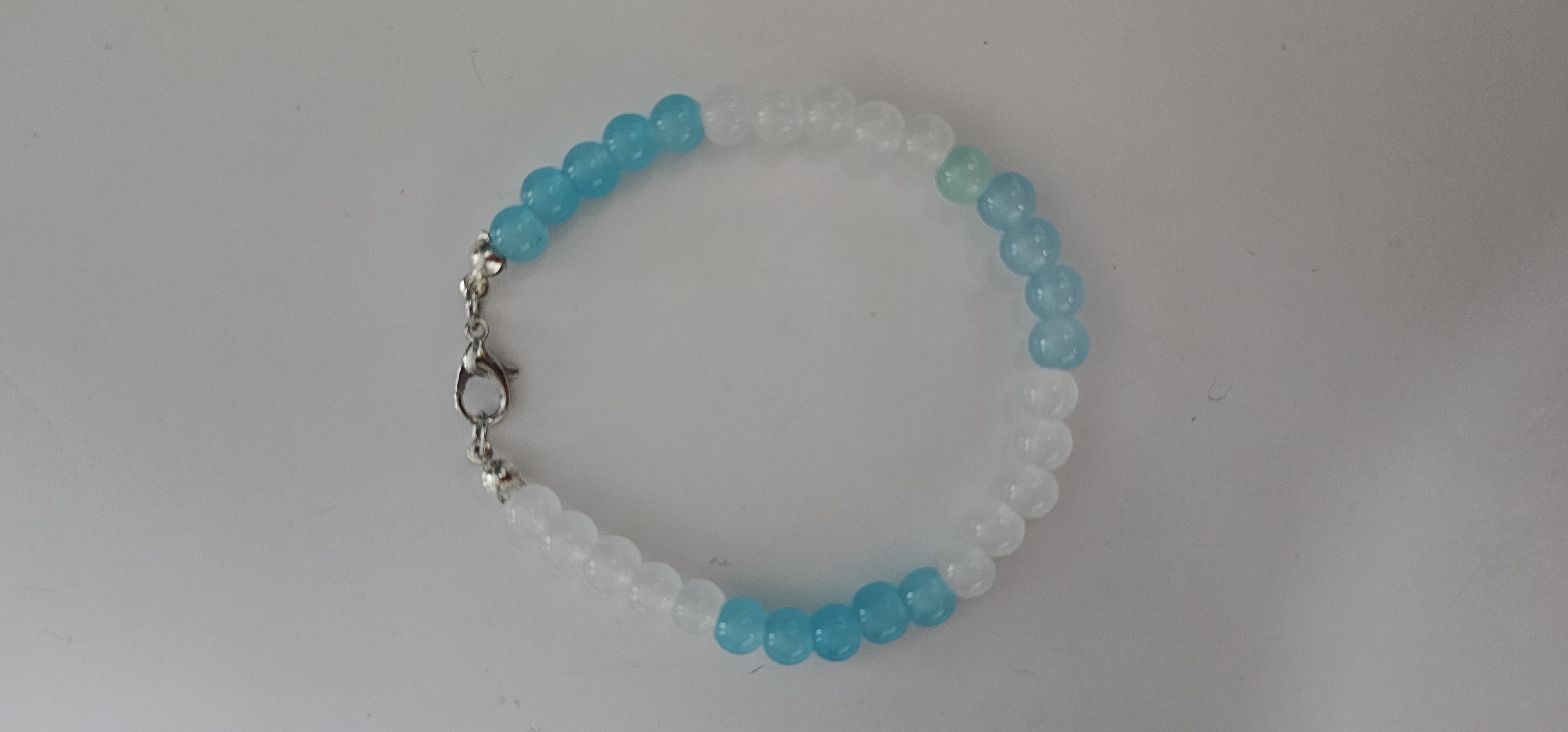 Blue and White Beaded Bracelet
