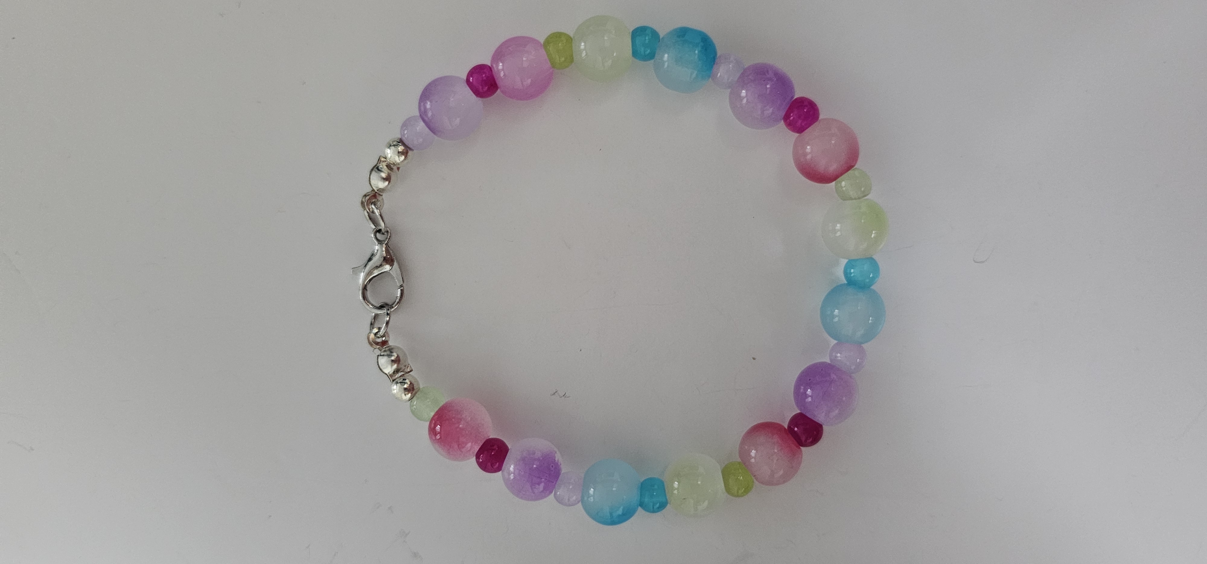 Blue Pink and Green Beaded Bracelet