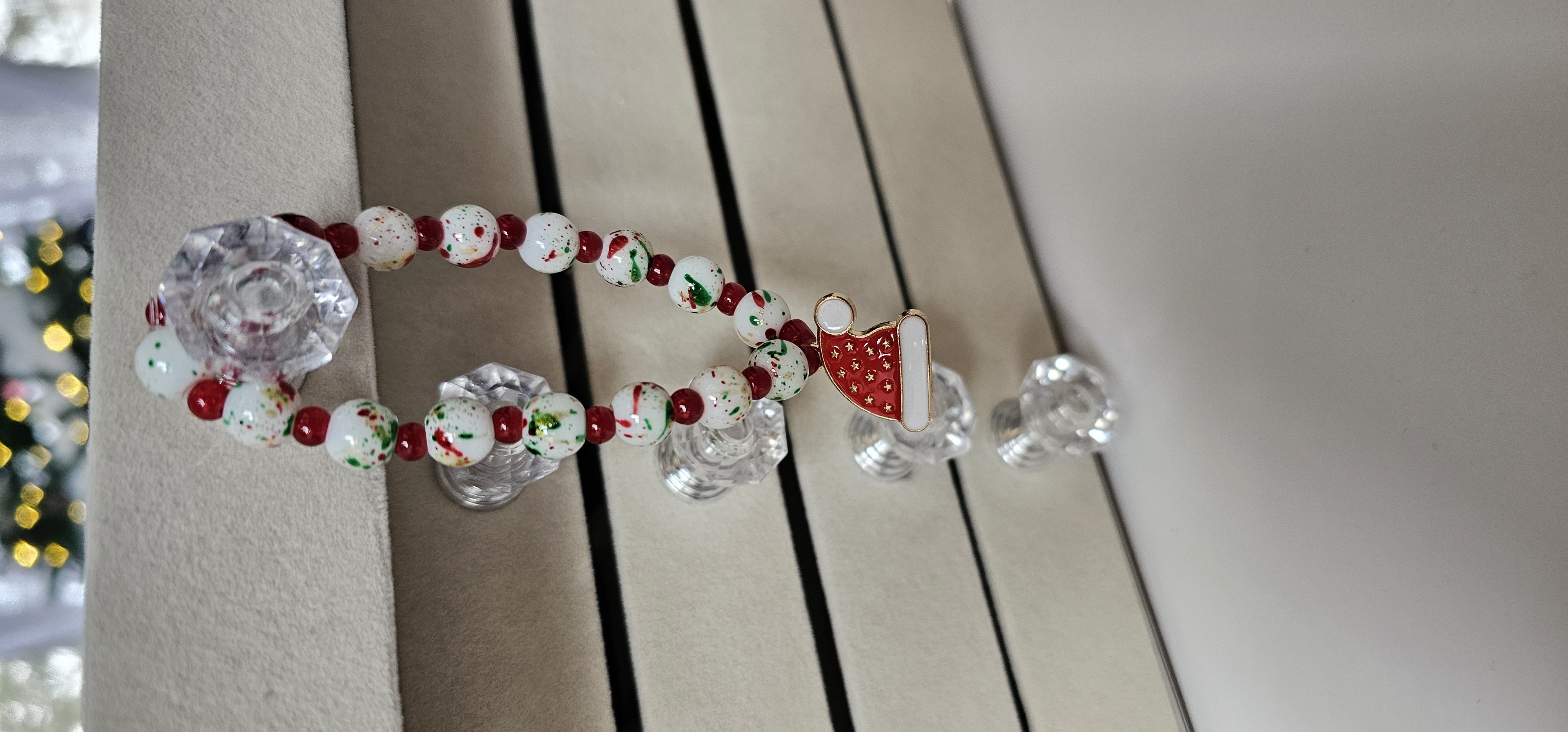 Colorful Beaded Bracelet with Santa Hat Charm (Christmas Exclusive)