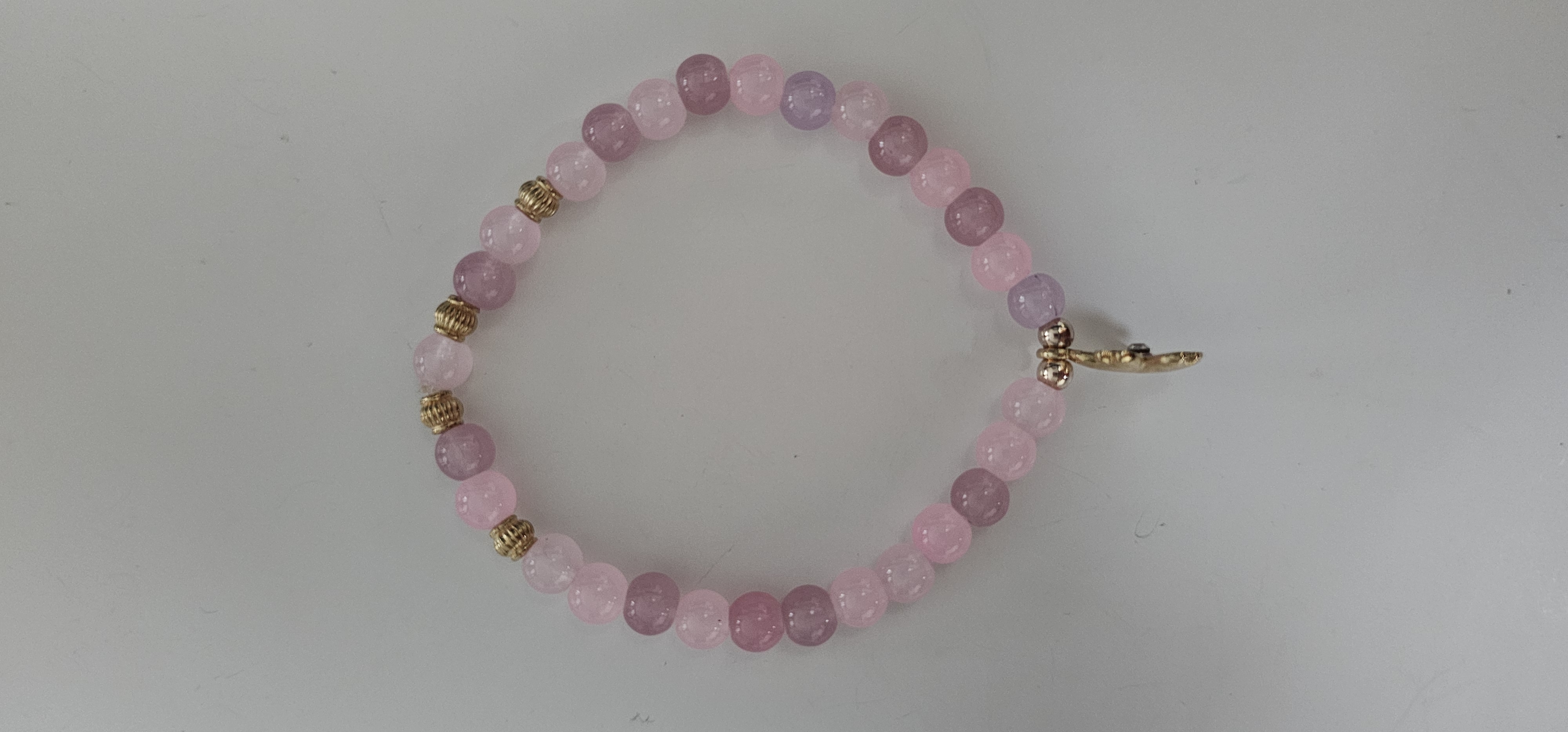 Pink Beaded Bracelet with Flower Charm