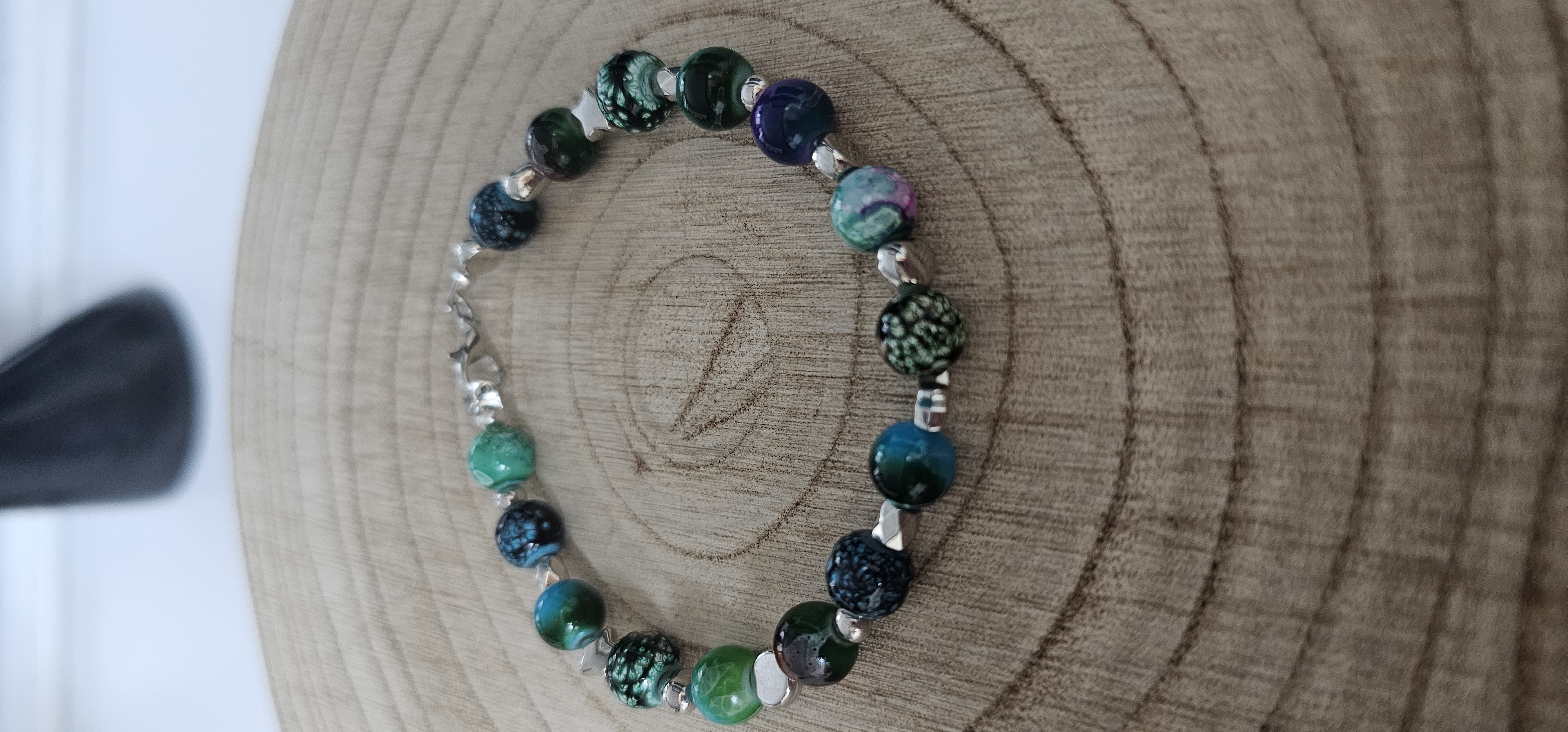 Ocean Colored Beaded Bracelet