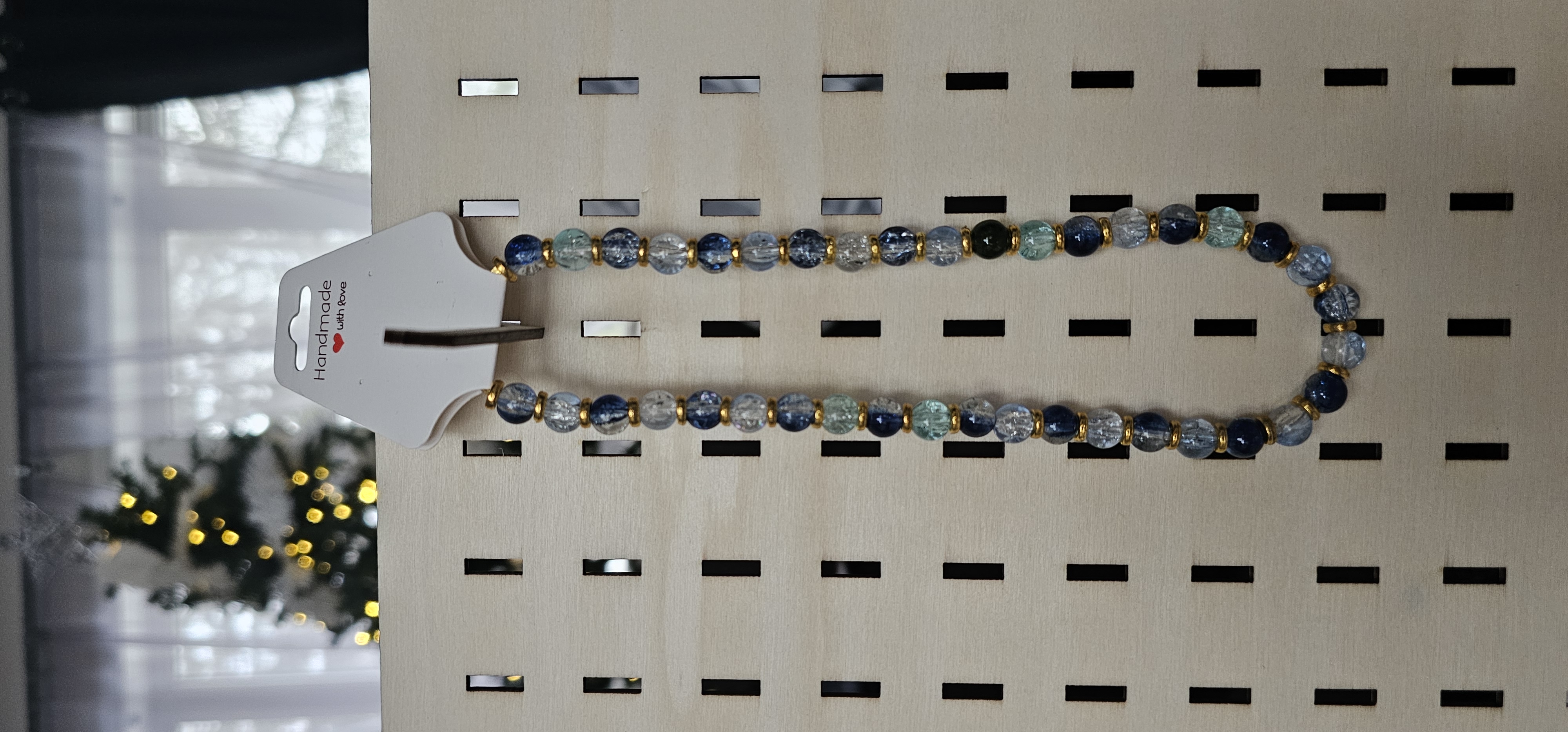 Blue and Black Crystal Beaded Necklace