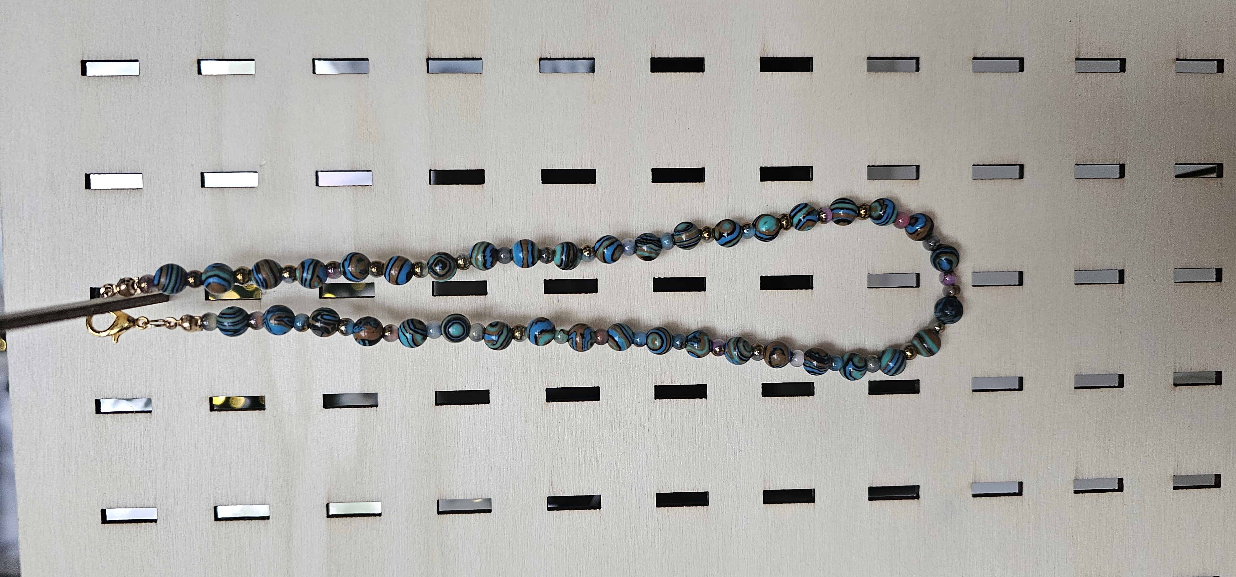 Blue and Black Beaded Necklace