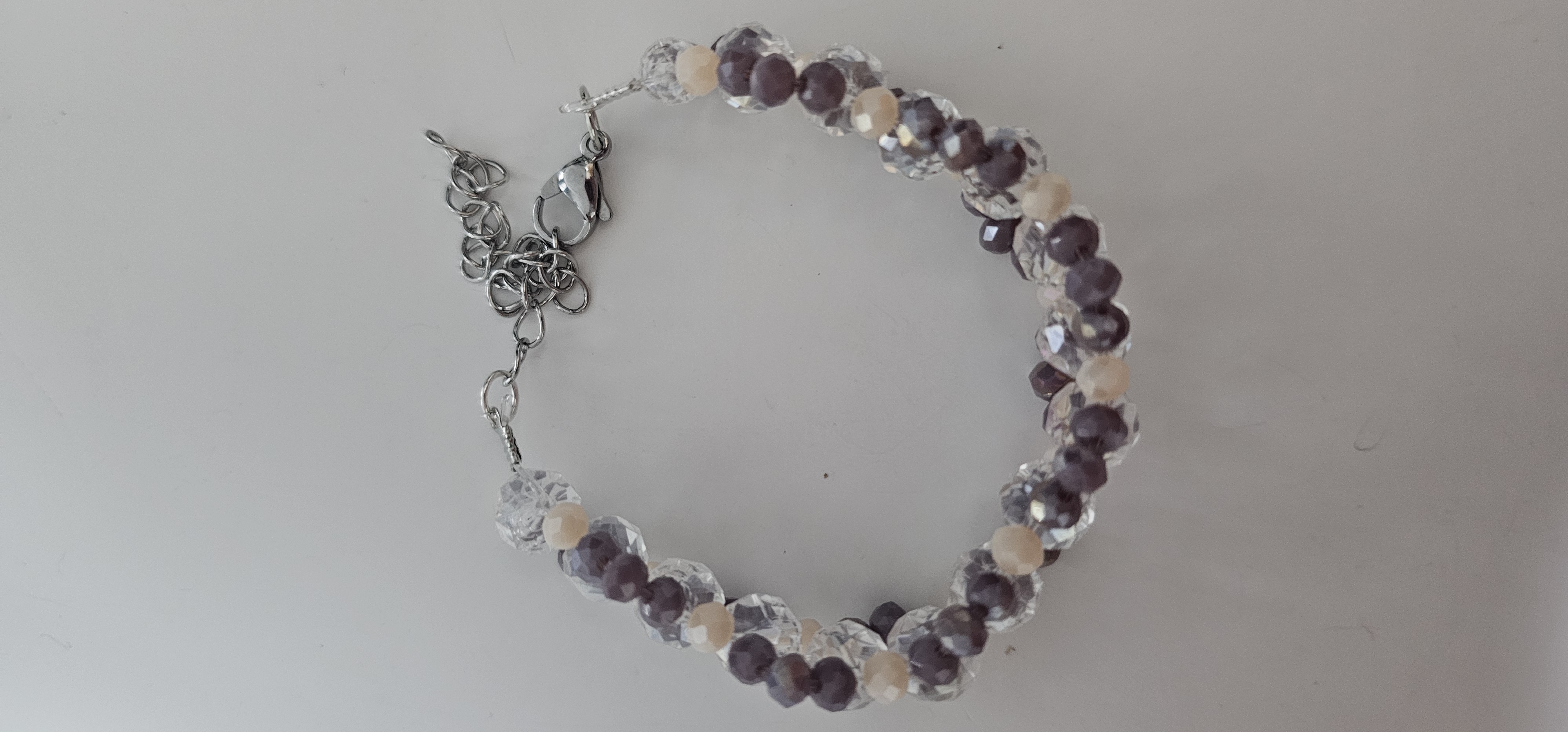 Rich Purple Crystal Double Stranded Beaded Bracelet