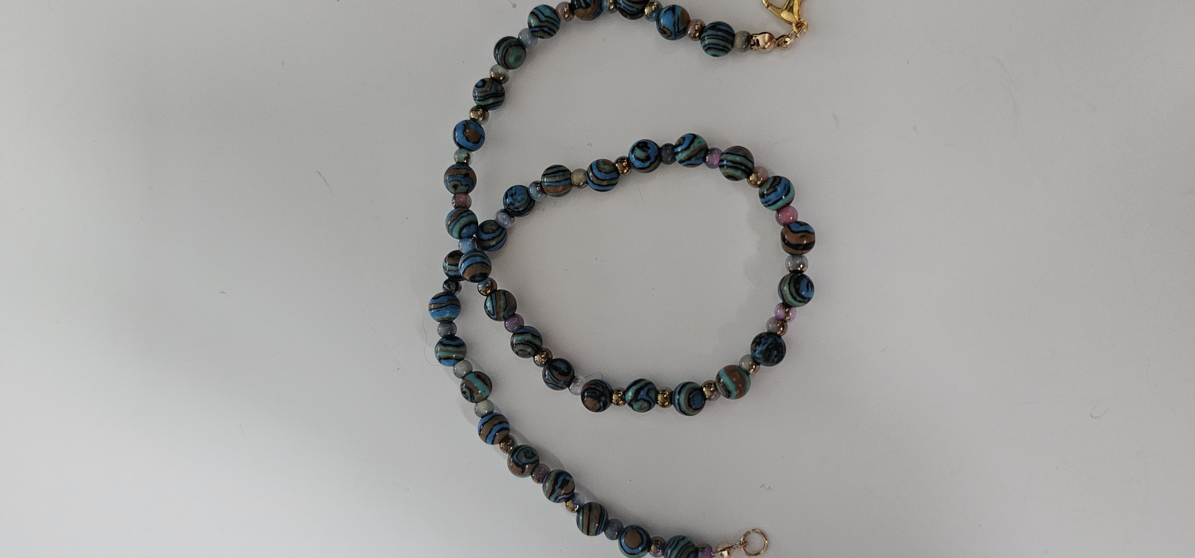 Blue and Black Beaded Necklace