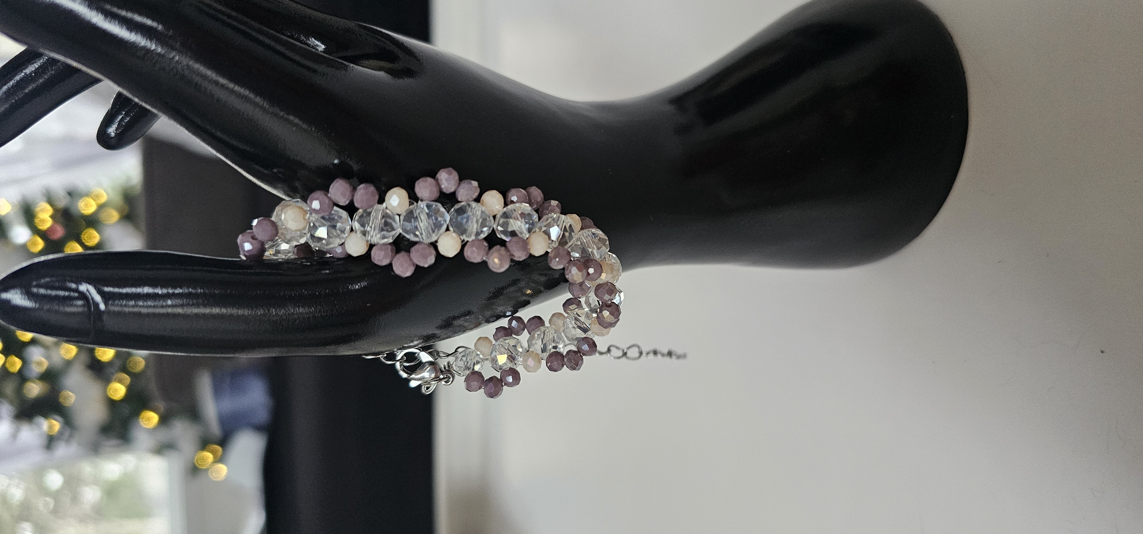 Rich Purple Crystal Double Stranded Beaded Bracelet