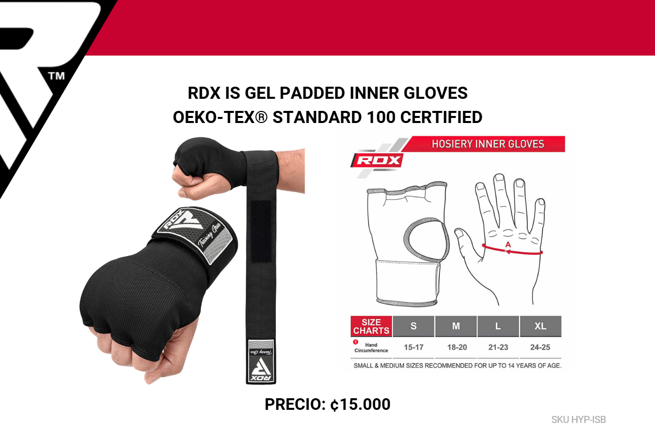 RDX HYP-ISB Guantes Internos con Gel – Protección para Nudillos y Muñeca en Entrenamiento de Boxeo y MMA