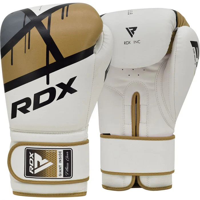 RDX F7 Ego BGR-F7 – Guantes de Boxeo en Negro/Dorado, Blanco/Dorado y Blanco/Rosado  Protección Quadro-Dome™ y Cuero Maya Hide™