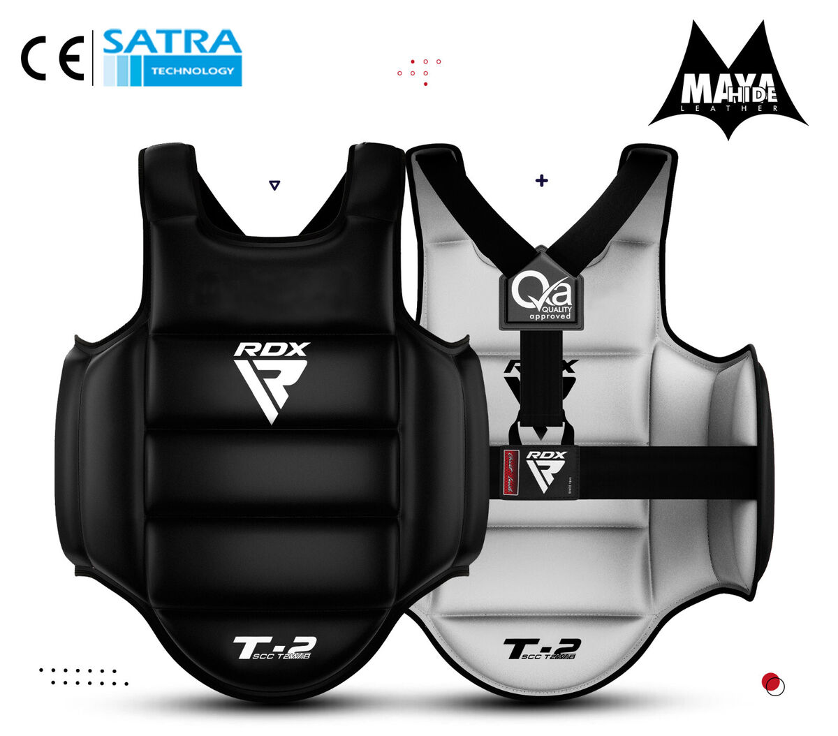 Careta Torácica RDX T2 SCC-T2  Protector de Pecho Acolchado Negro  Karate, MMA y Boxeo