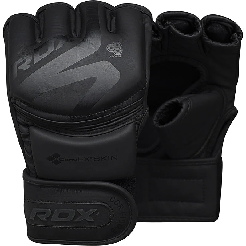 RDX F15 Noir GGR-F15MB – Guantes MMA de Entrenamiento con Palma Abierta y Acolchado PC-3™
