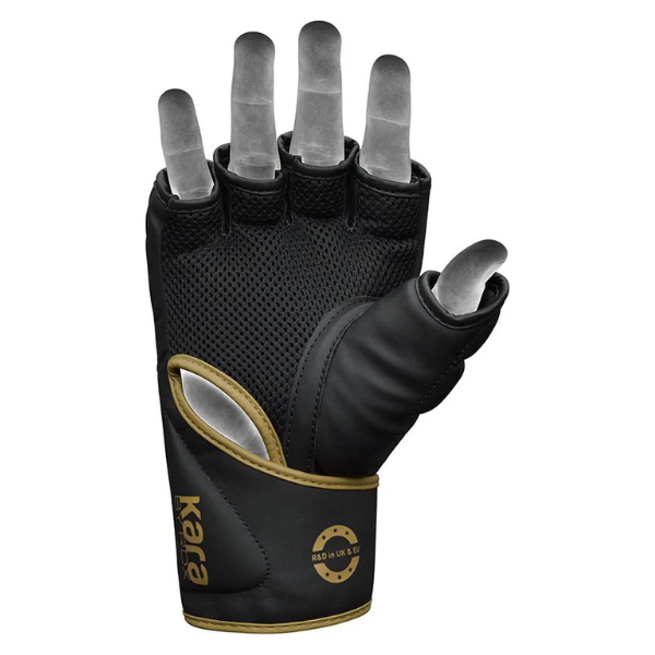 RDX F6 KARA GGR-F6MB – Guantes MMA con Palma Abierta, Acolchado Max-Shock™ y Estilo Versátil