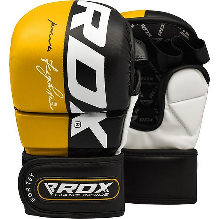 RDX T6 Guantes MMA GGR-T6 – Guantes de Entrenamiento con Palma Abierta y Protección Gel Shell Shock™