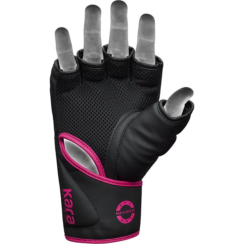 RDX F6 KARA GGR-F6 Pink – Guantes MMA con Palma Abierta y Acolchado Max-Shock™ en Color Rosa
