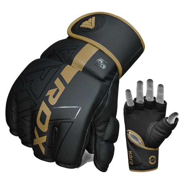 RDX F6 KARA GGR-F6MB – Guantes MMA con Palma Abierta, Acolchado Max-Shock™ y Estilo Versátil