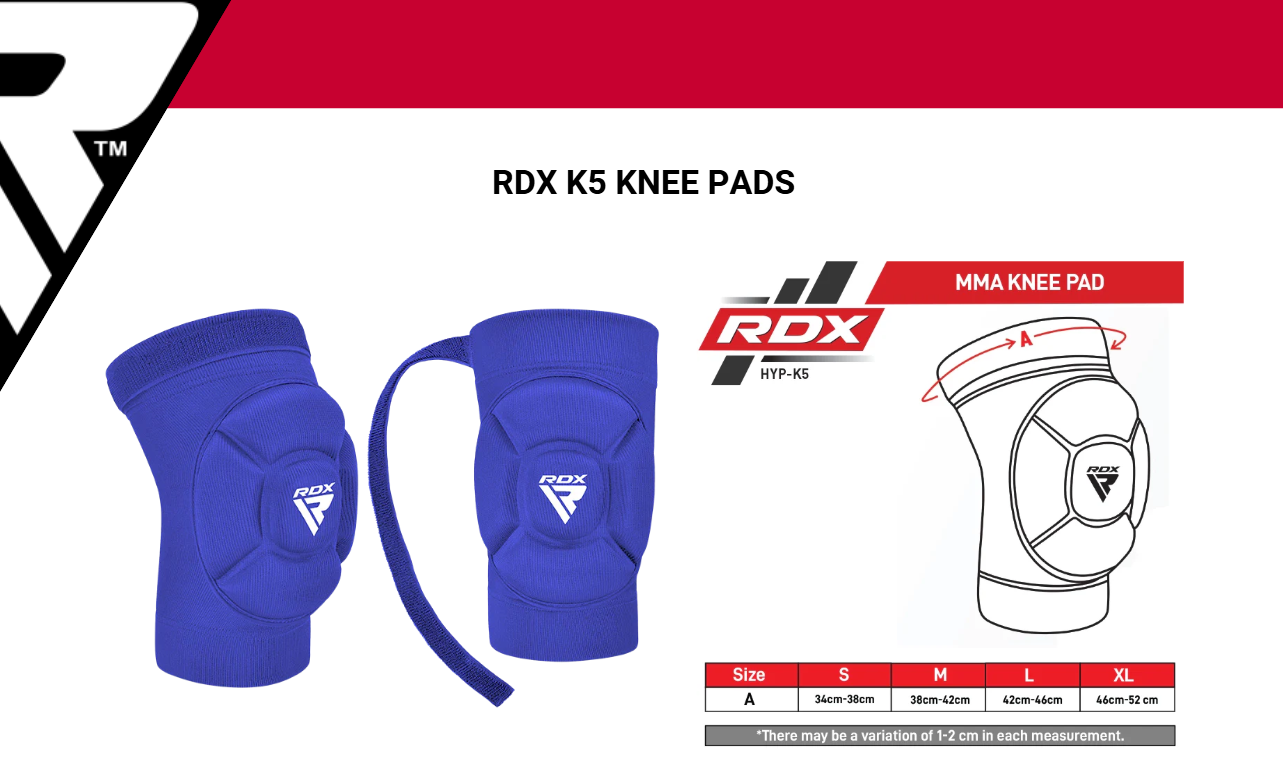 Rodilleras RDX K5 HYP-K5UW  Protección Profesional Azul/Blanco Tallas S a XL