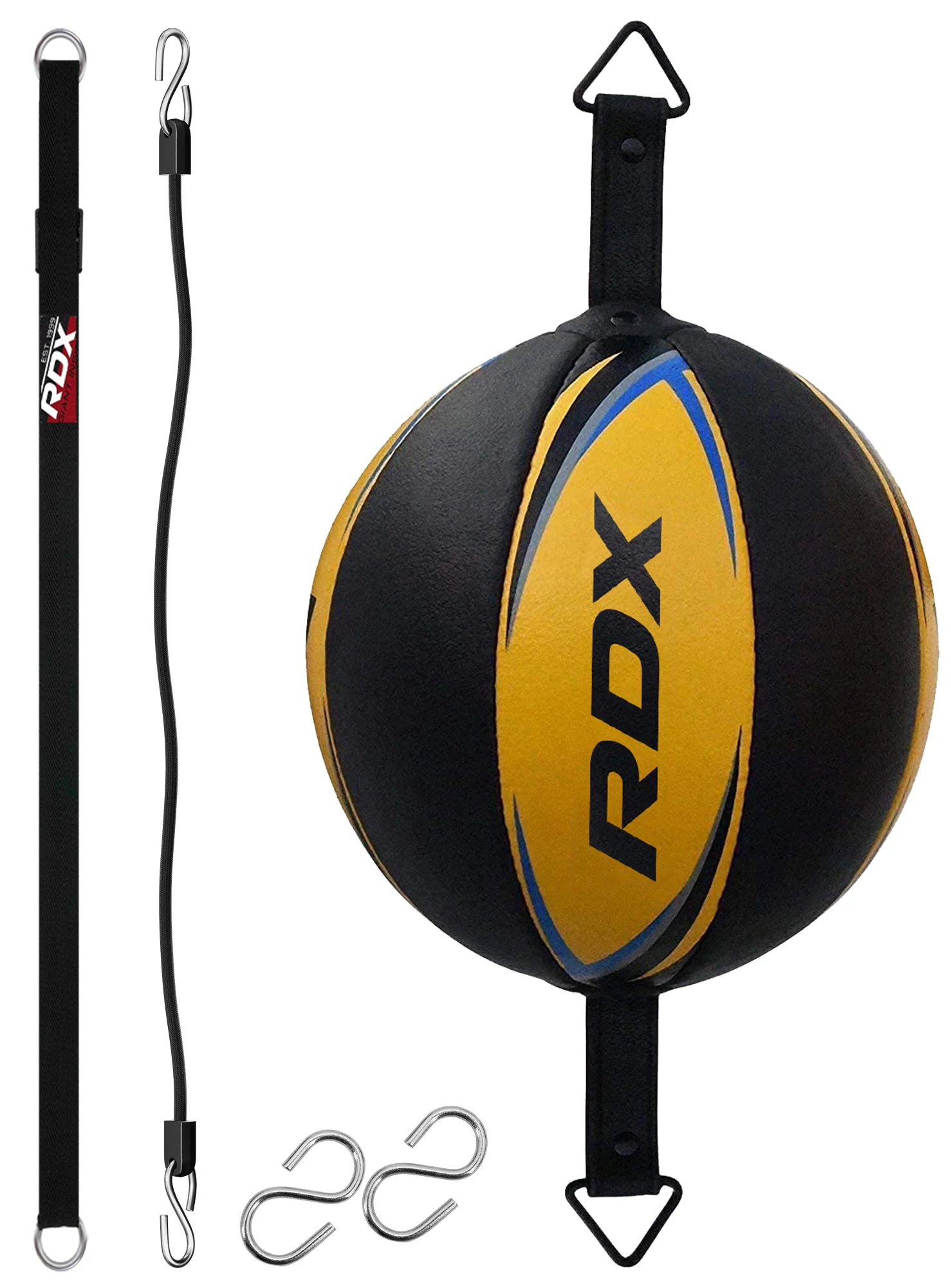 RDX U3 Pera Doble – Pera de Boxeo Profesional en Cuero de Vaca con Cuerdas Ajustables