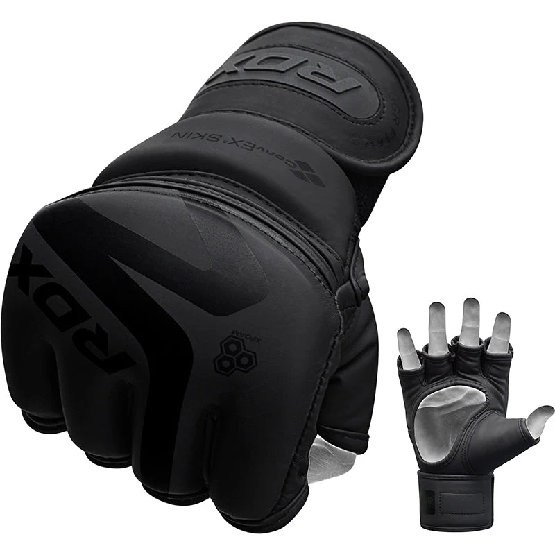 RDX F15 Noir GGR-F15MB – Guantes MMA de Entrenamiento con Palma Abierta y Acolchado PC-3™