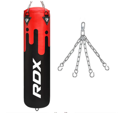 RDX F9 Punch Bag PBR-F9RB – Saco de Boxeo 5ft Rojo/Negro con Cadenas Cromadas (Relleno)