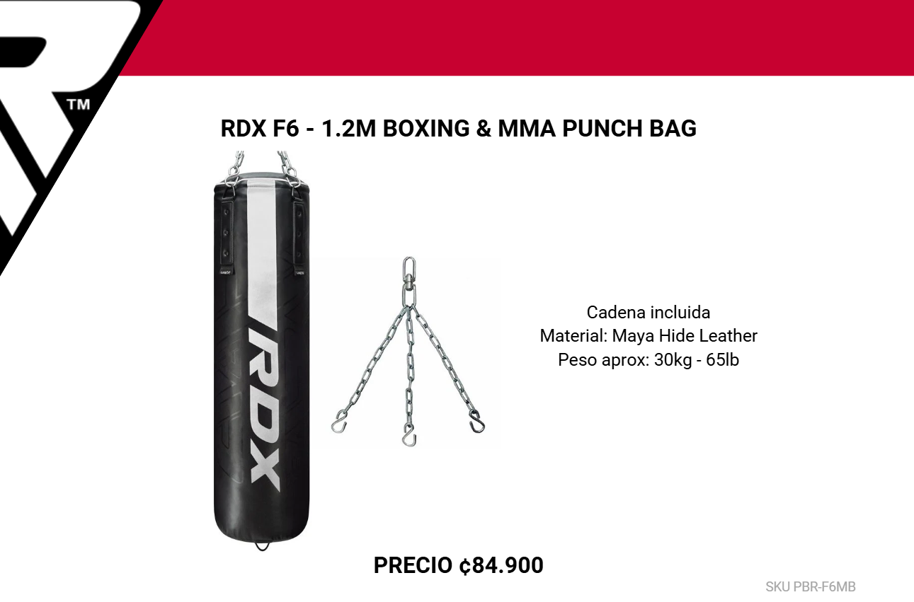 Saco de Boxeo 5ft con Cadena de Montaje - RDX F6 Kara Punch Bag PBR-F6MB Blanco