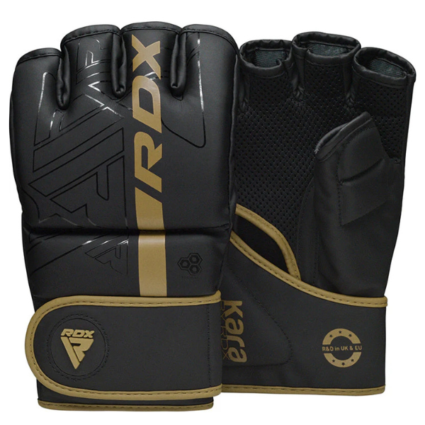 RDX F6 KARA GGR-F6MB – Guantes MMA con Palma Abierta, Acolchado Max-Shock™ y Estilo Versátil