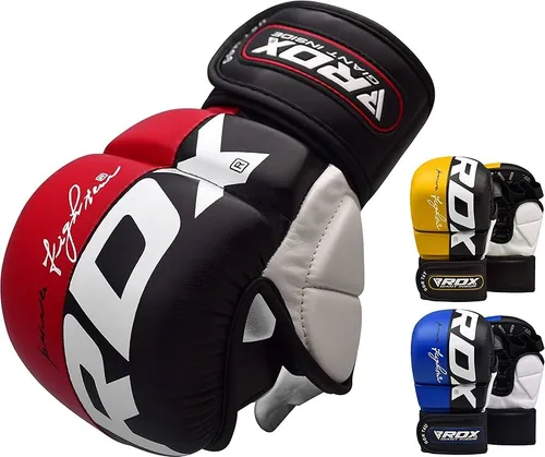 RDX T6 Guantes MMA GGR-T6 – Guantes de Entrenamiento con Palma Abierta y Protección Gel Shell Shock™