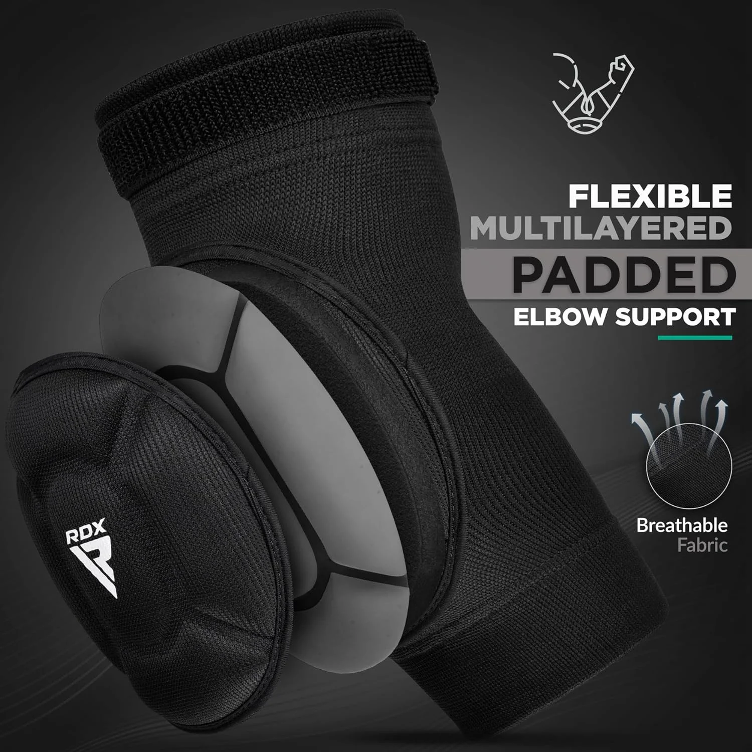 Coderas RDX HYP-EBW  Protección Deportiva en Negro  
