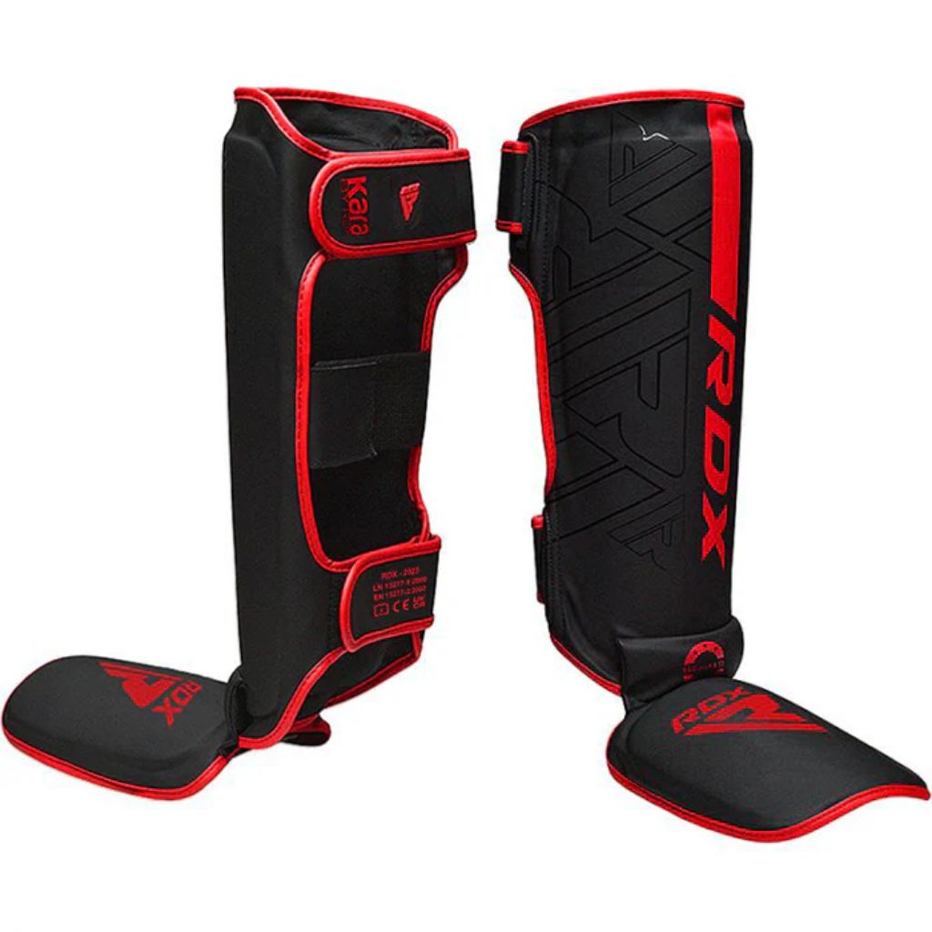 Espinilleras RDX F6 Kara SGR-F6  Protección para MMA y Muay Thai Rojo, Dorado, Blanco, Negro